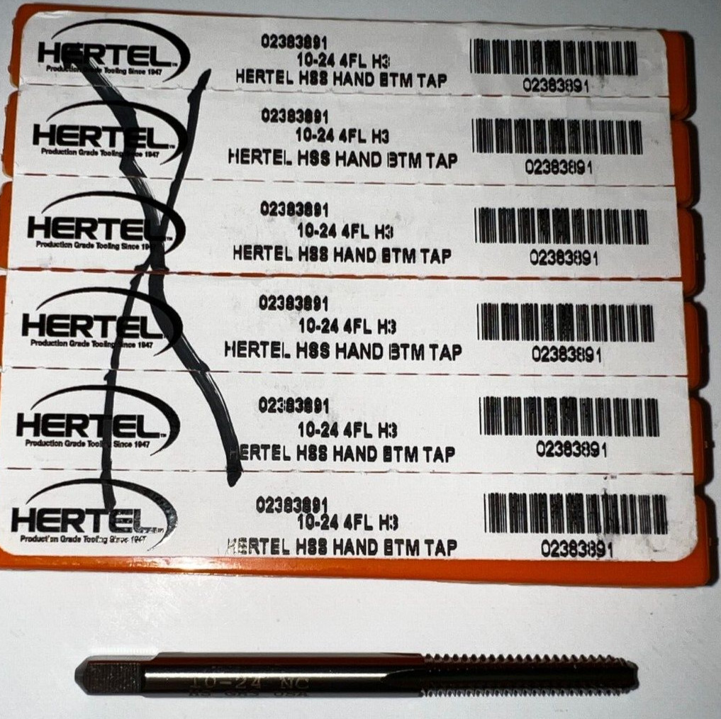 HERTEL BOTTOMING HAND TAP 4 FLUTE 02383891 #10-24 H3 1″ LOC 2-1/2″ OAL LOT OF 6
