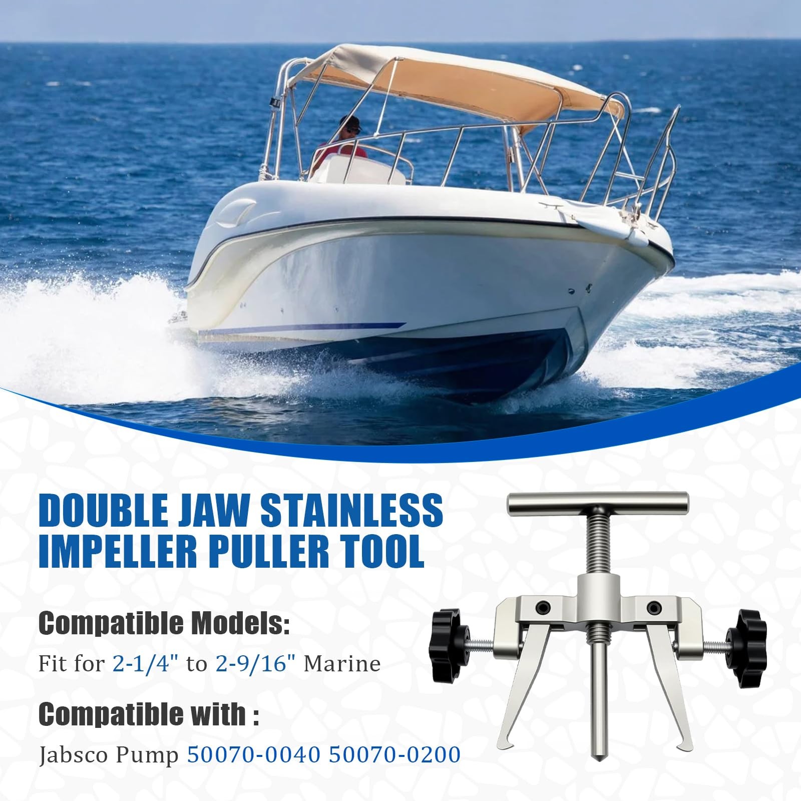 Double Jaw Stainless Impeller Puller Tool Fit for 2-1/4″ to 2-9/16″ Marine