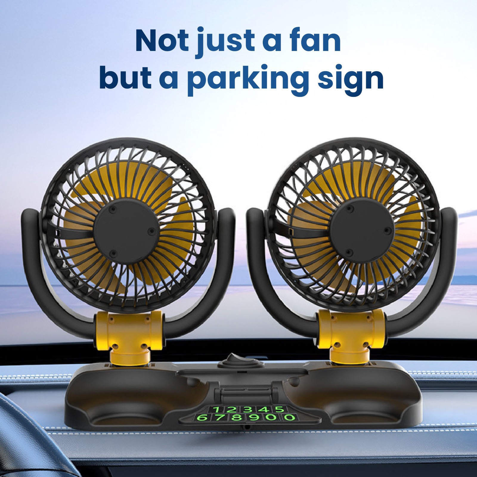 DC12V Dual Head Car Fan Adjustable 2 Speed 360° Rotation Dashboard Mount f3w2