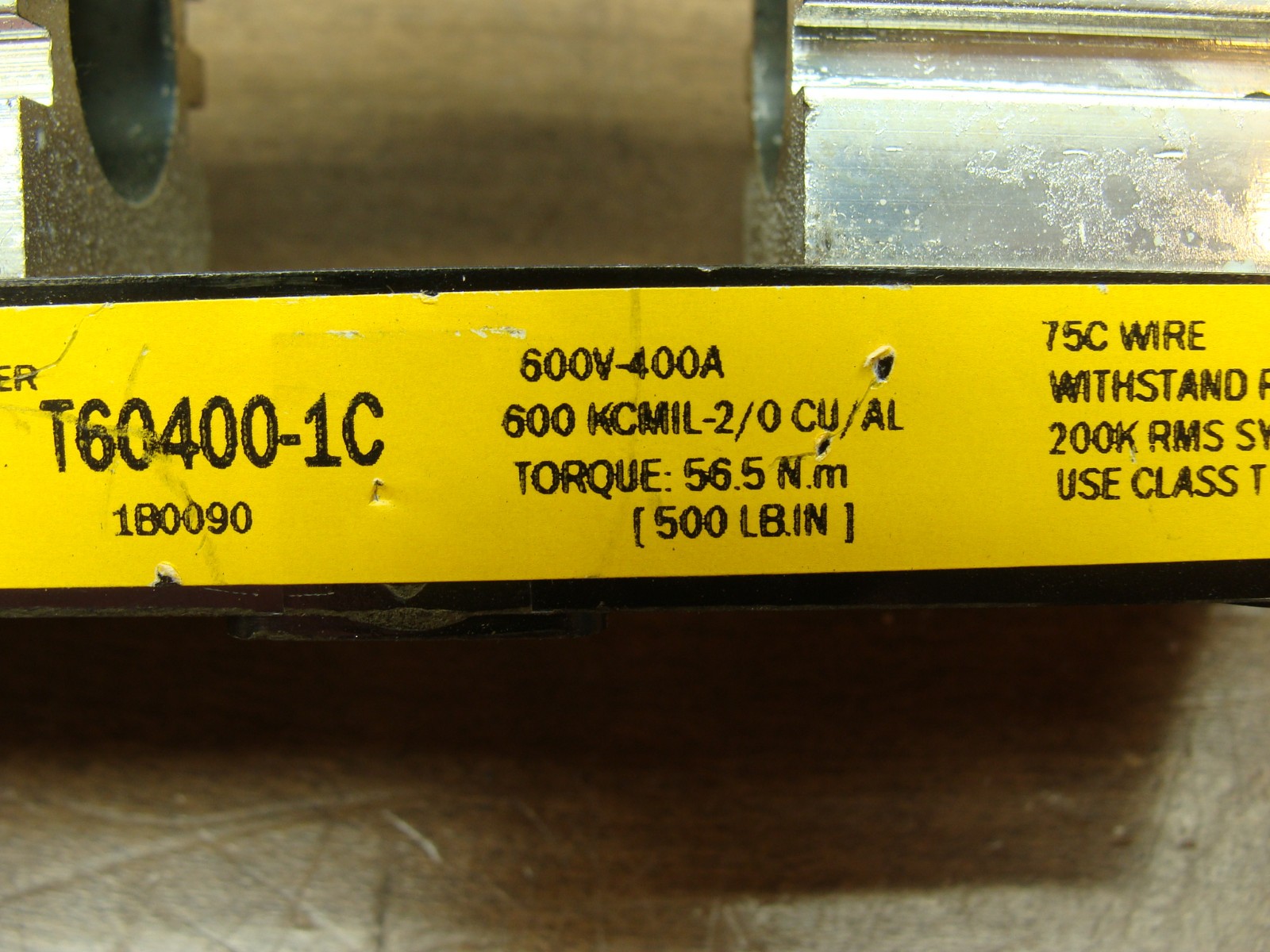 BUSSMANN FUSE BLOCK T60400-1C 400A 600V W/LIMITRON FUSE JJS-300