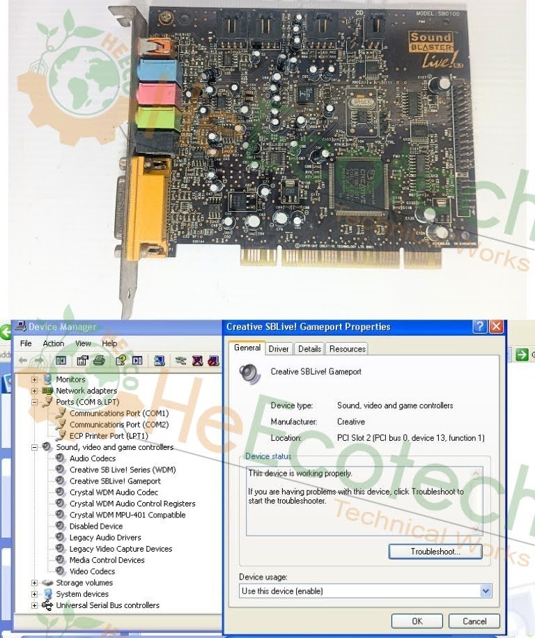 Creative Labs Sound Blaster SB0100 5.1 PCI Sound Card Genuine Singapore