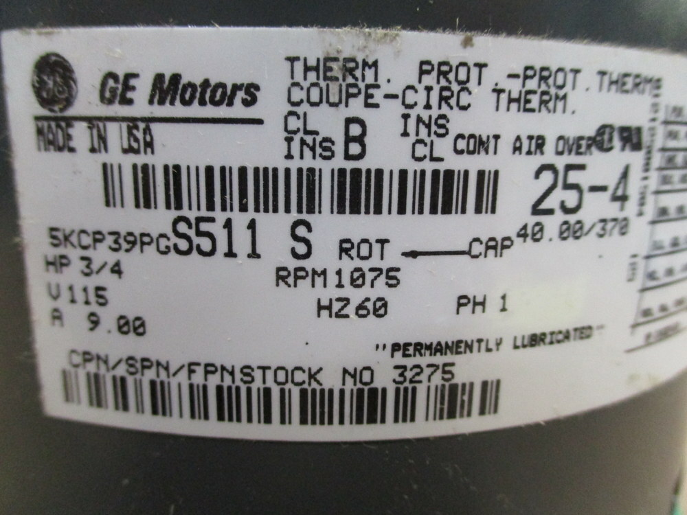 General Electric 3275 Motor 5KCP39PGS511 S GE