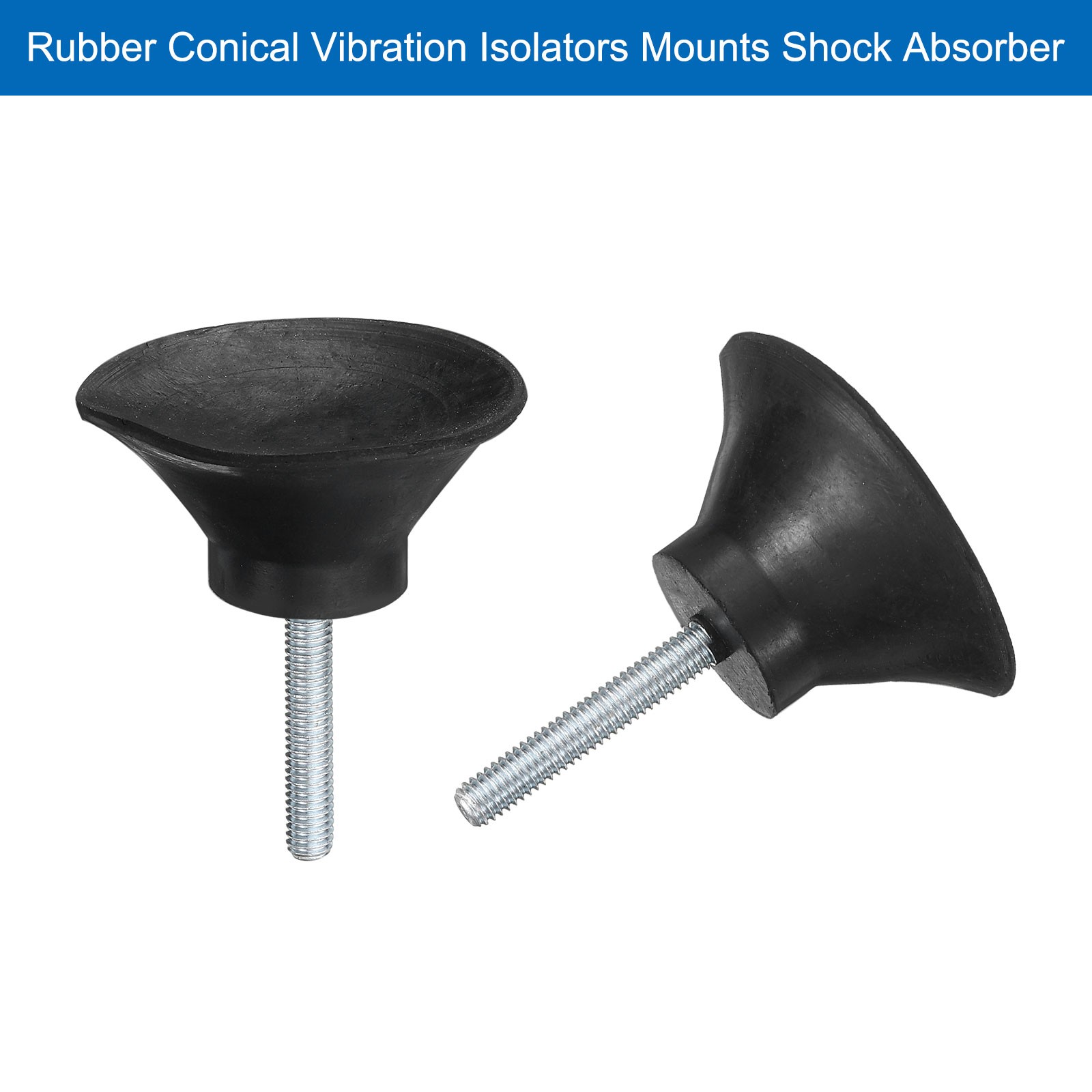 4Pcs Thread Levelling Feet, 1.97″x0.98″ with M6x35mm Studs, Black