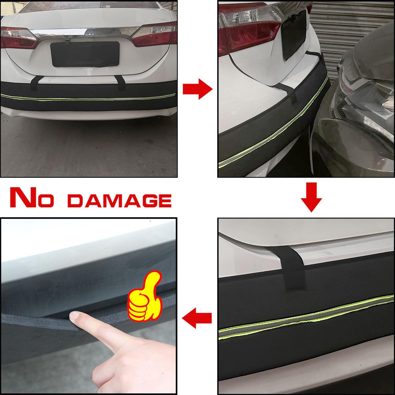 Rear Bumper Guards for Cars, Car Bumper Protector with Long Safety Reflector …