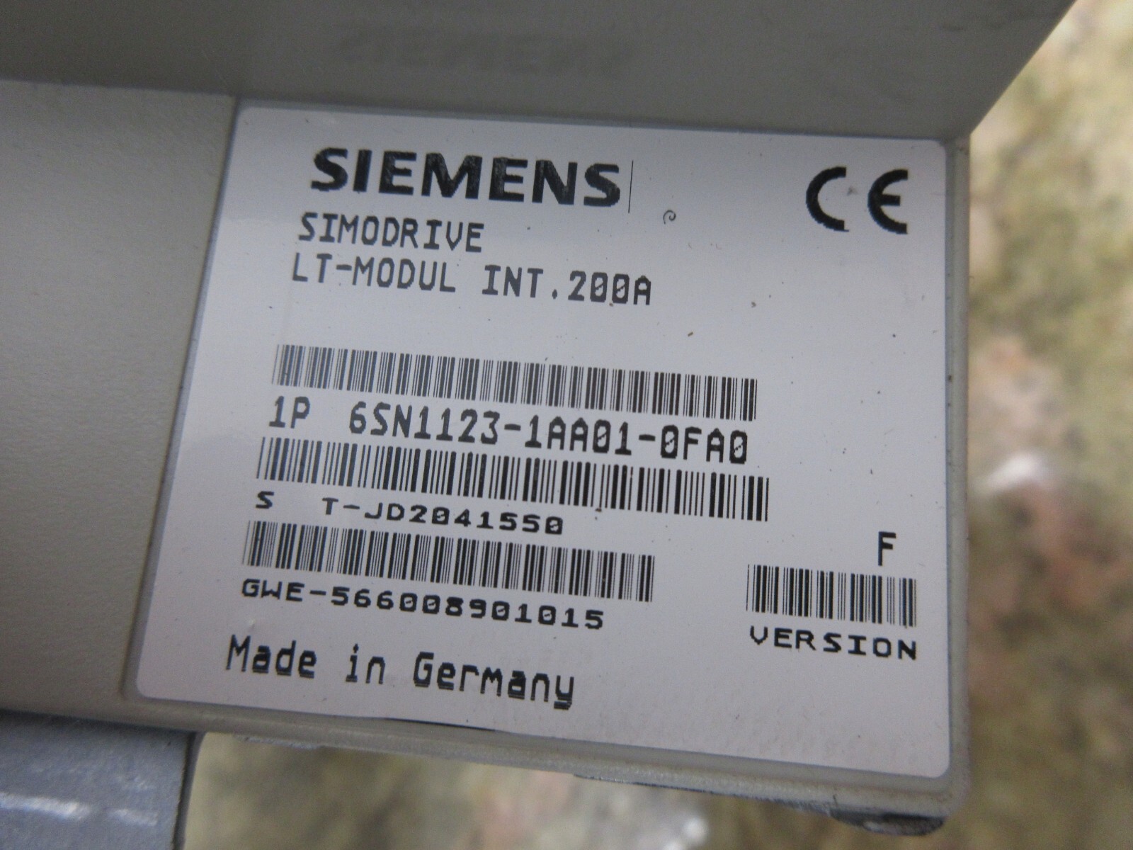 SIEMENS SIMODRIVE LT-MODUL INT. 200A 1P 6SN1123-1AA01-0FA0 120 DAY WARRANTY