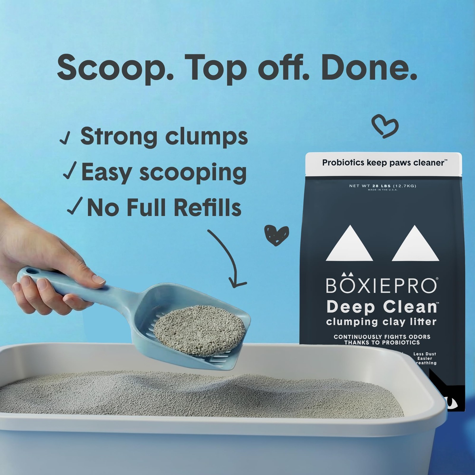 Boxie Probiotic Cat Litter, 40Day Odor Control, Clumping Clay Kitty Litter, 40lb