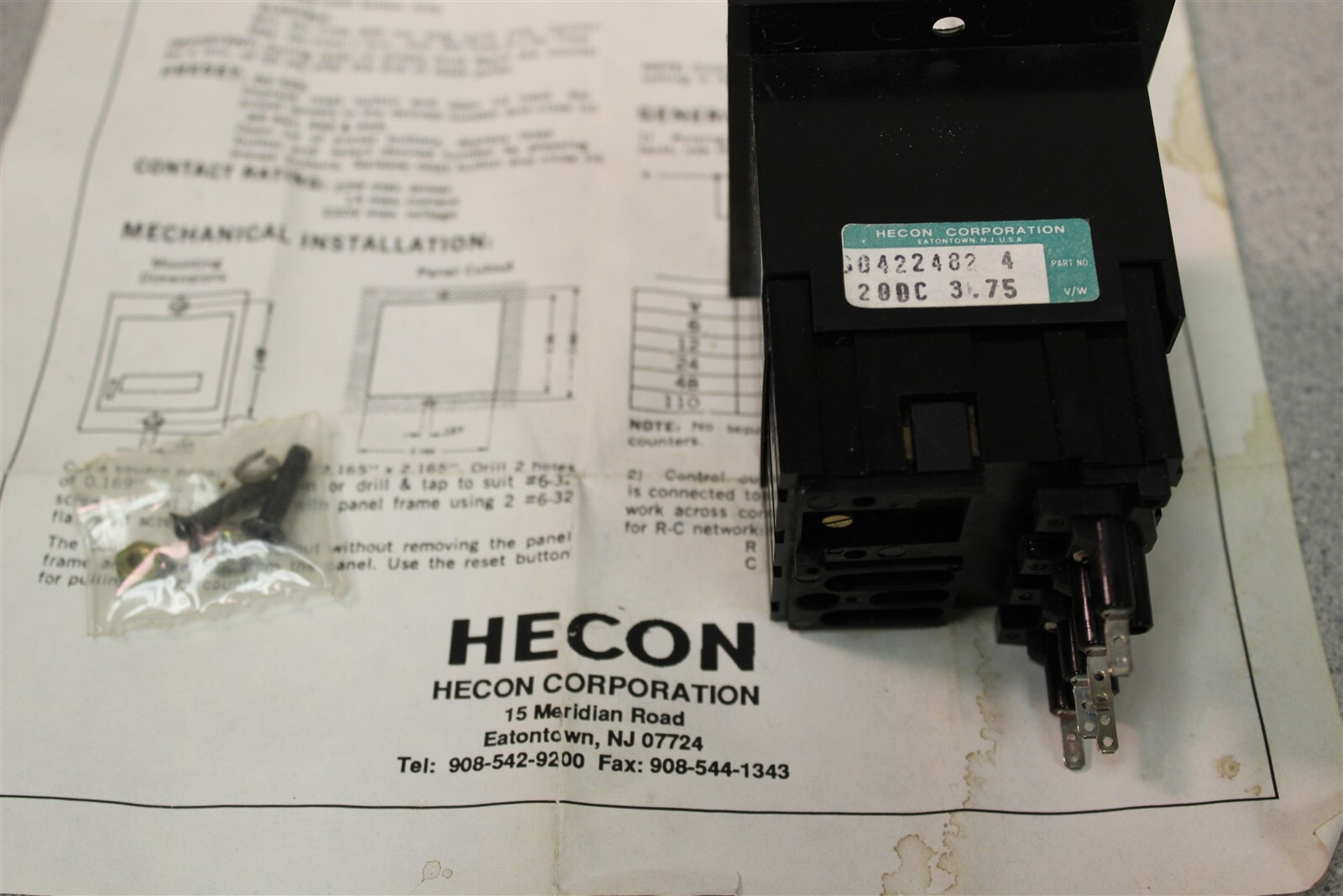 Hecon G04224824 Counter, Sticks @ 10M Cycles *FREE SHIPPING*