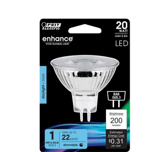 Feit 20-Watt Equivalent MR16 GU5.3 Bi-Pin Dimmable LED Bulb Daylight 6 PACK