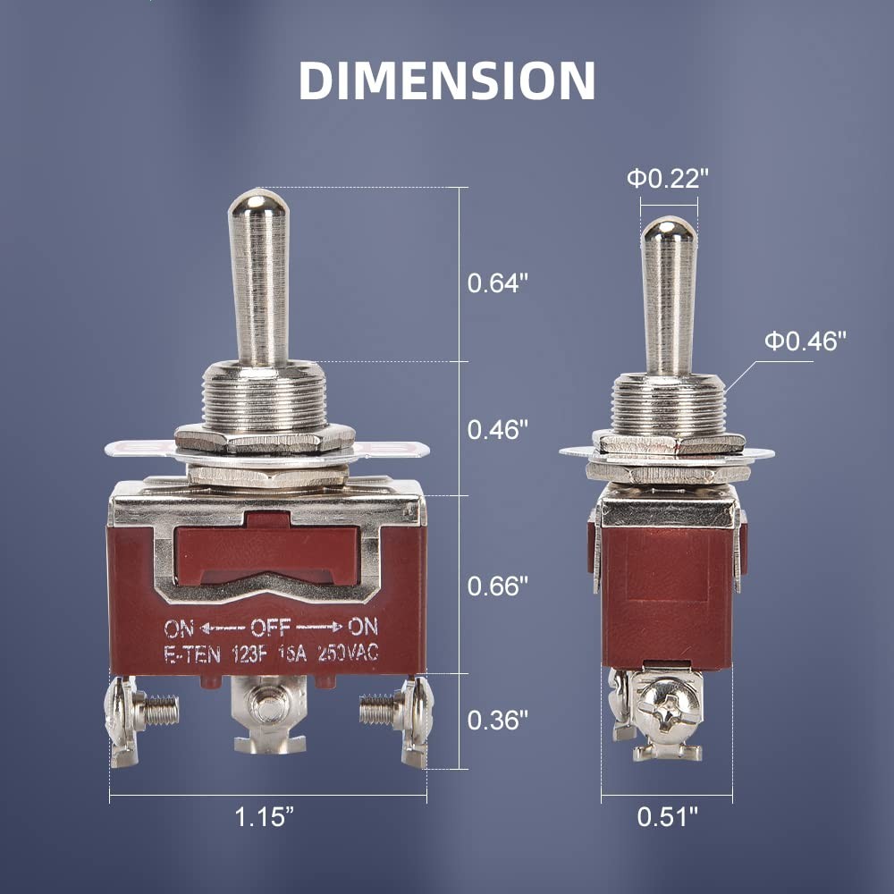 5PCS Waterproof Toggle Switch SPDT 3 Way 30A 12V DC Marine Car Boat ON Off