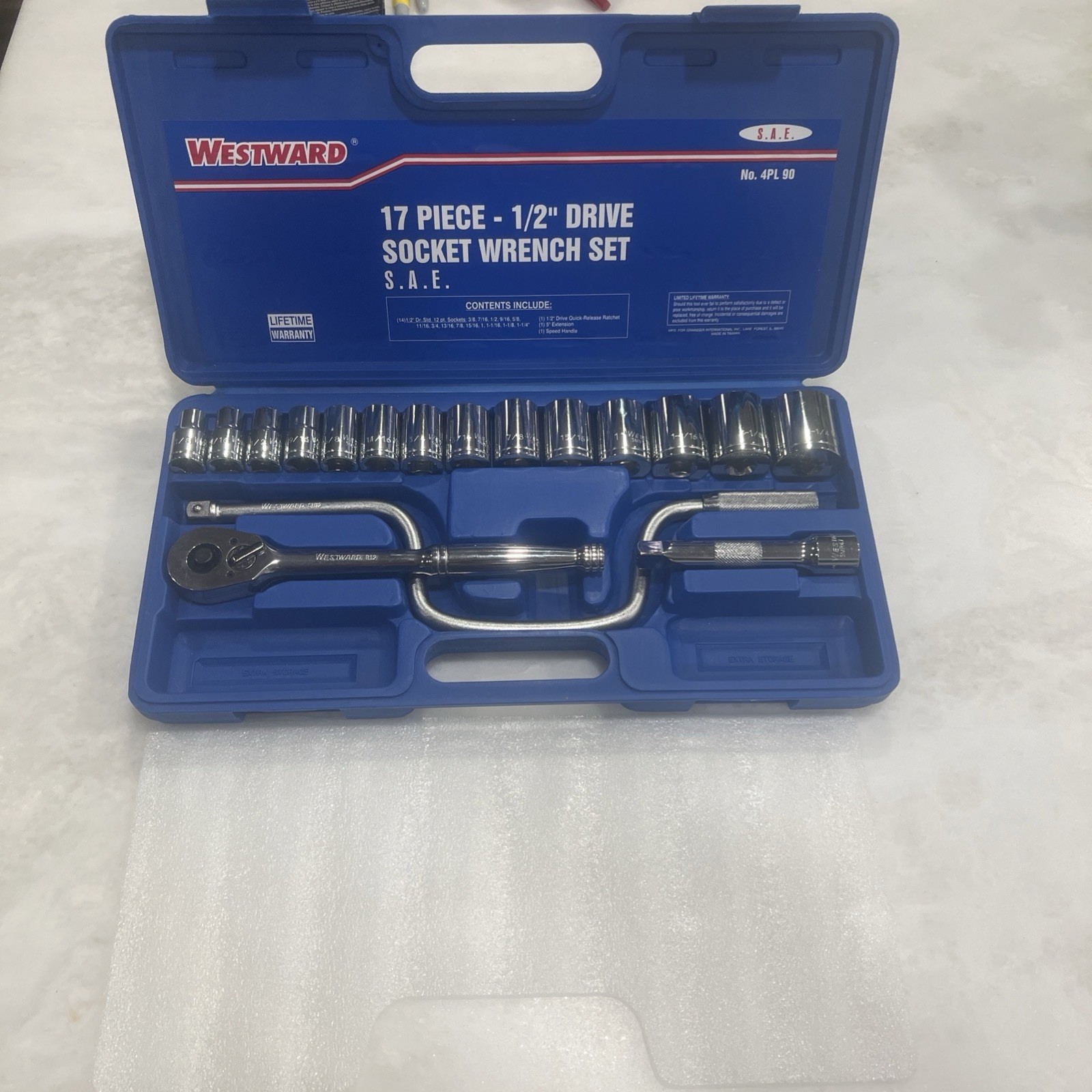 Westward 4PL90 1/2″ Drive Socket Wrench Set SAE mechanics 3/8 in to 1 1/4” Crank