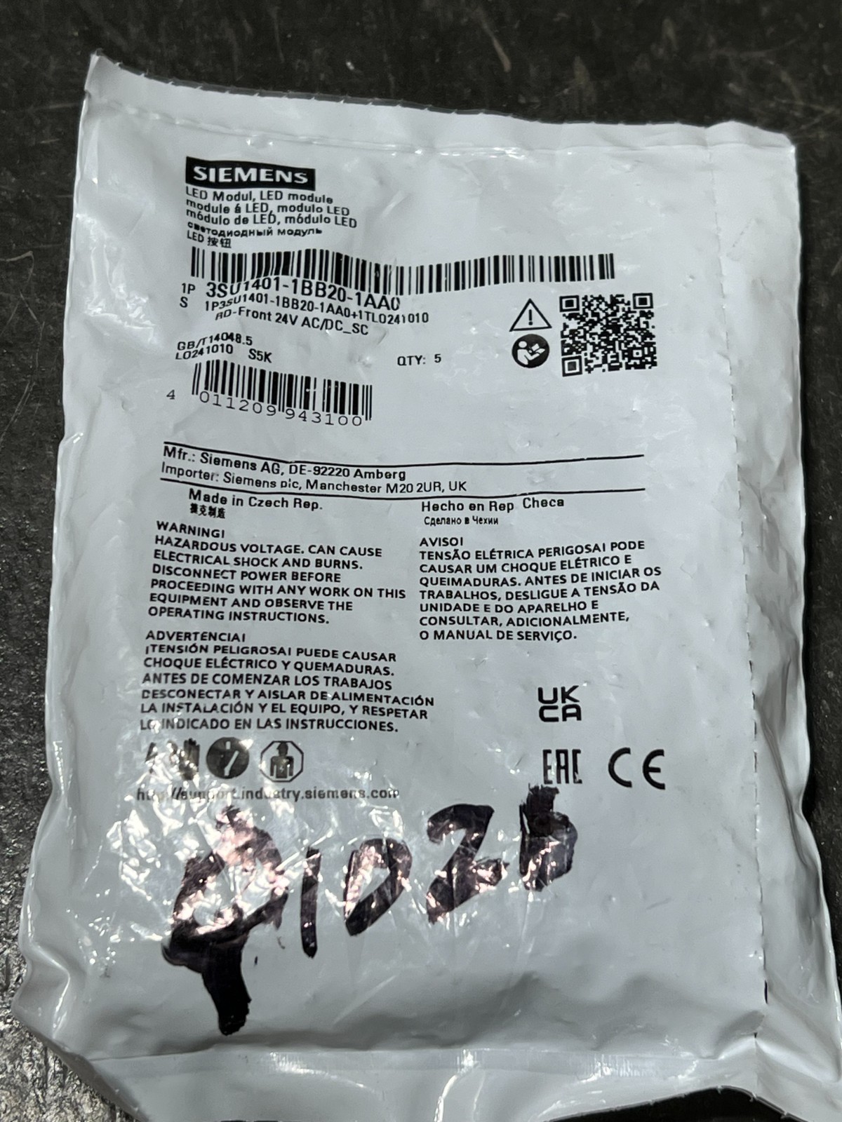 siemens 3su1401-1bb20-1aa0 nos pack of 5pcs