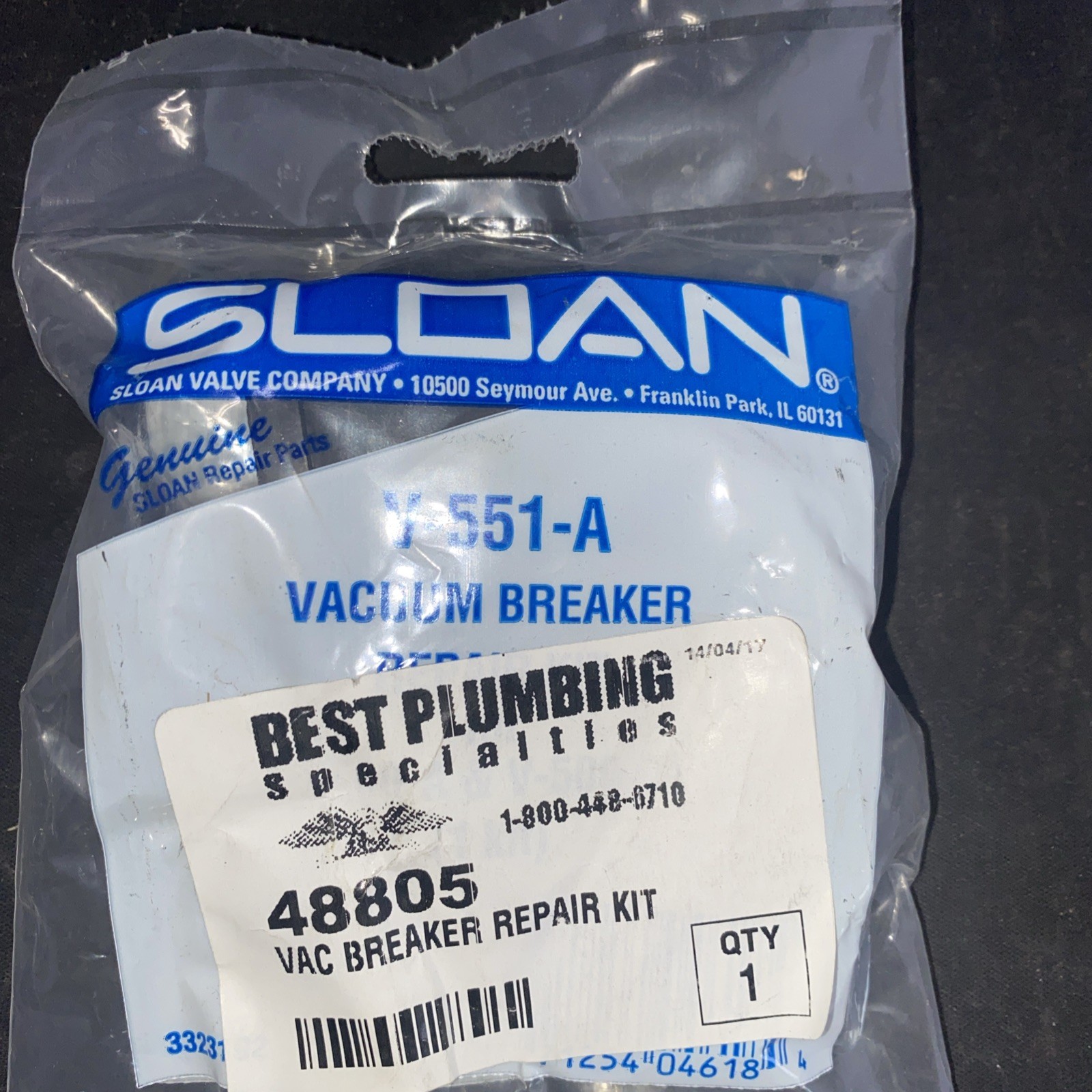 SLOAN V-551-A VACUUM BREAKER REPAIR KIT for V-500-A & V-500-AA