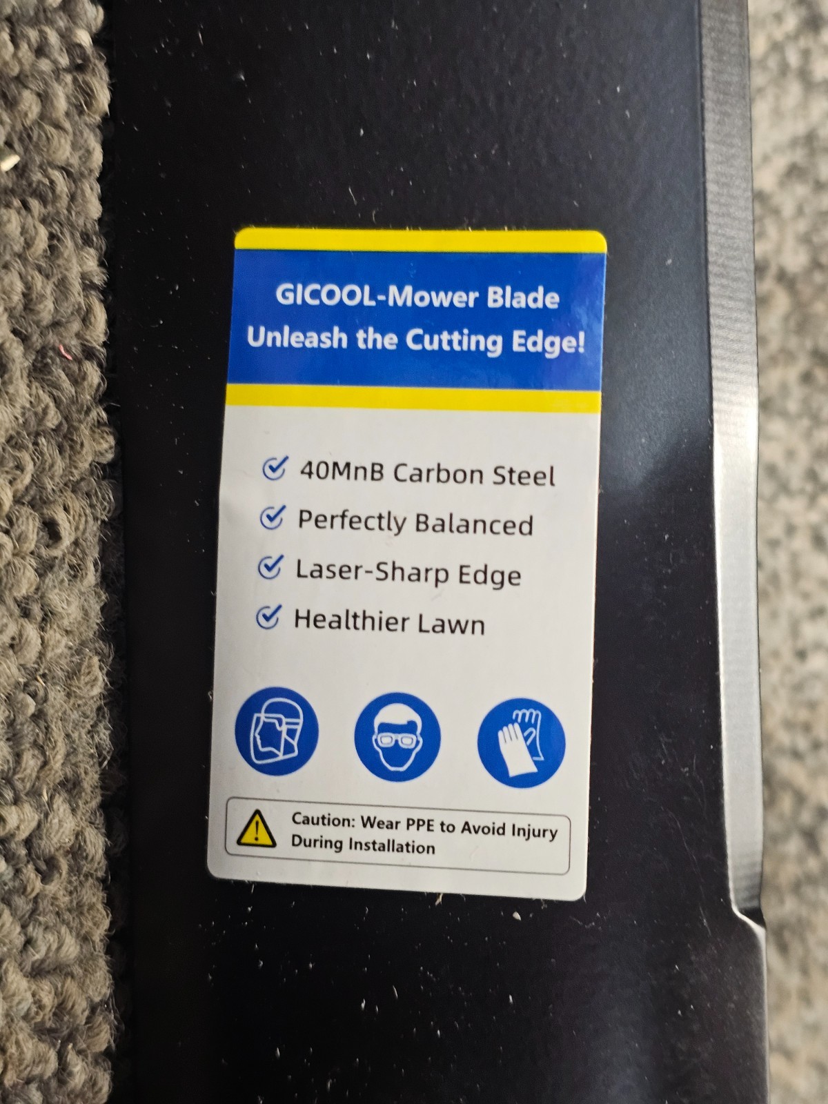 (QTY 2) GICOOL Mower Blade 40MnB 23″ Length Black Center Point Star