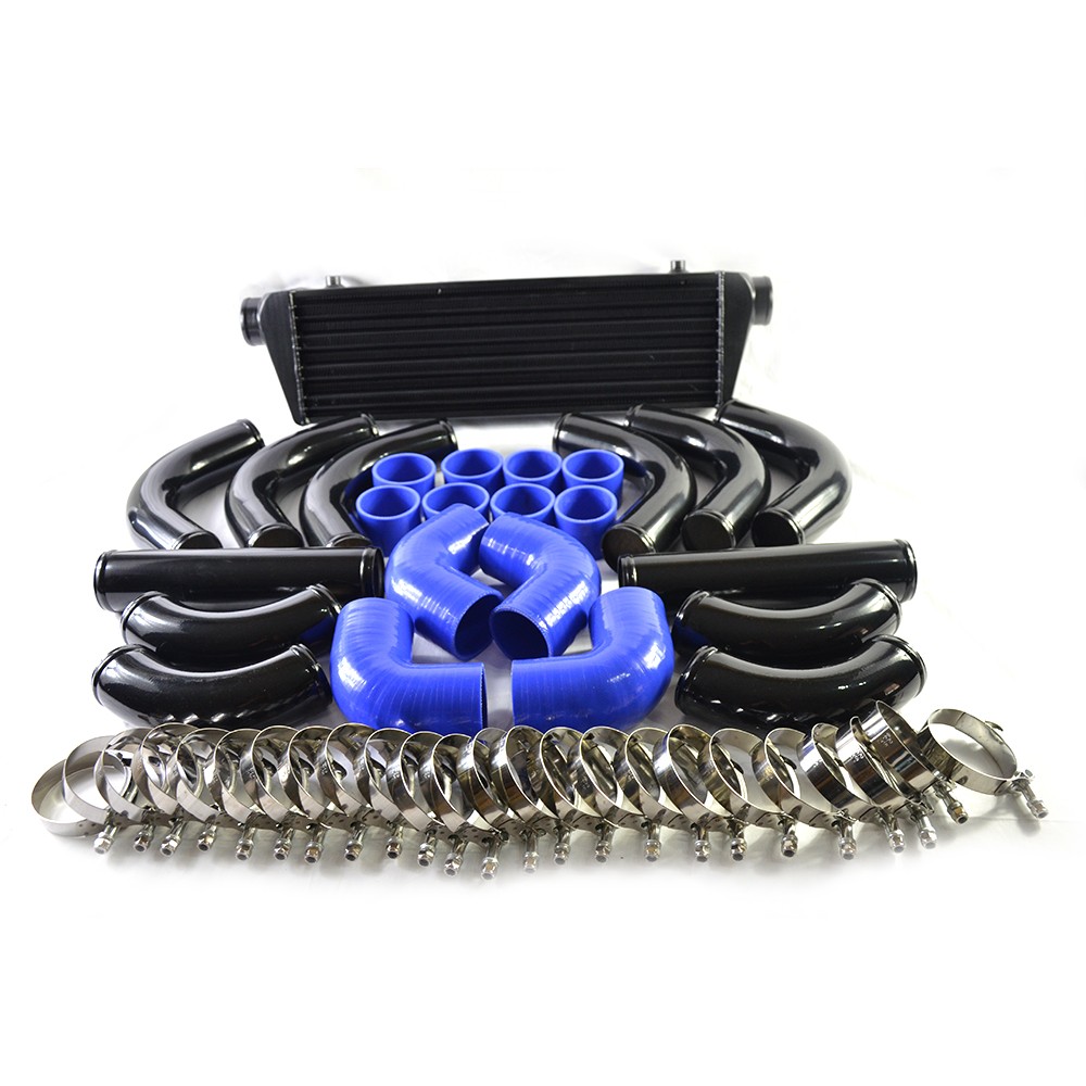 Universal 12 pcs 2.5′ Blue Coupler+ Black Piping+ Intercooler Kit+T-Bolt Clamps