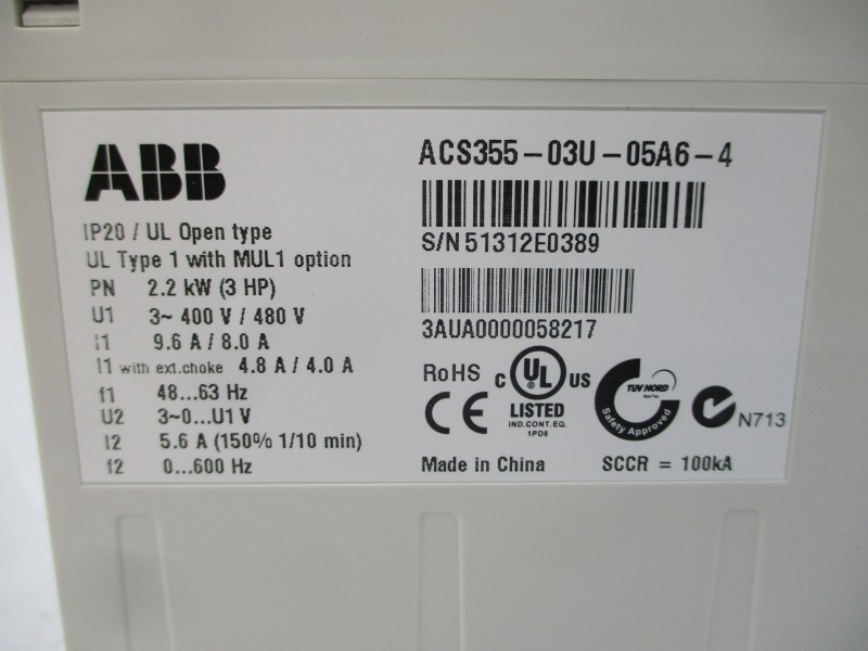 ABB ACS355-03U-05A6-4 400/480V 9.6/8.0A NSMP