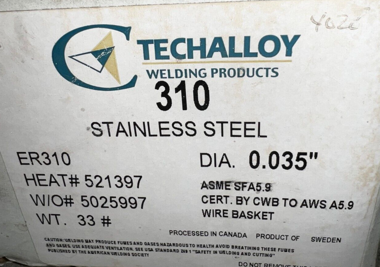TECHALLOY WELDING WIRE STAINLESS STEEL ER310 0.035″ DIA. 33 LBS WEIGHT