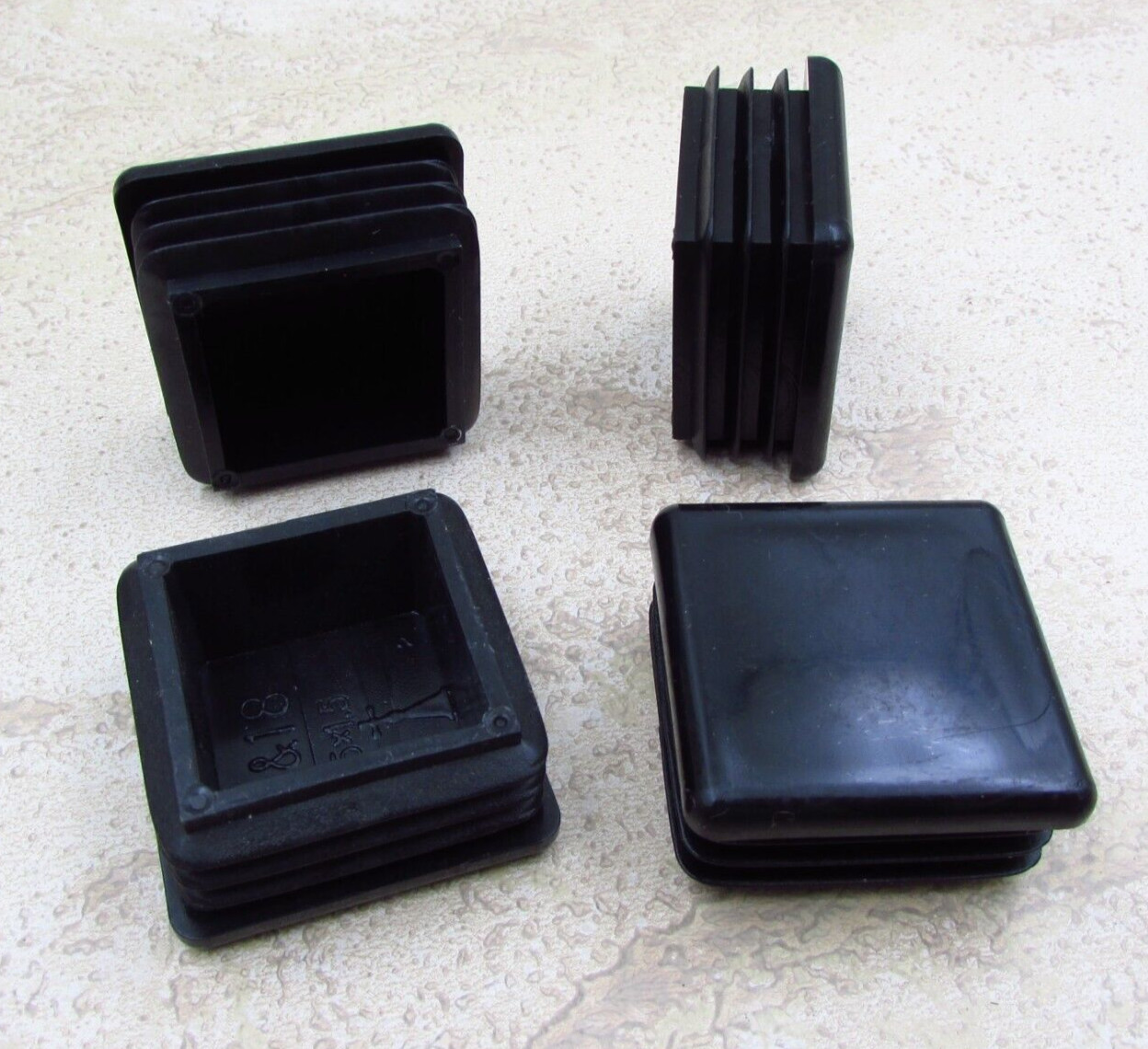 QTY 4 Black 1-1/2″, 1.5″, 14-18 Gauge Square Tube End Cap Plastic Insert Plugs