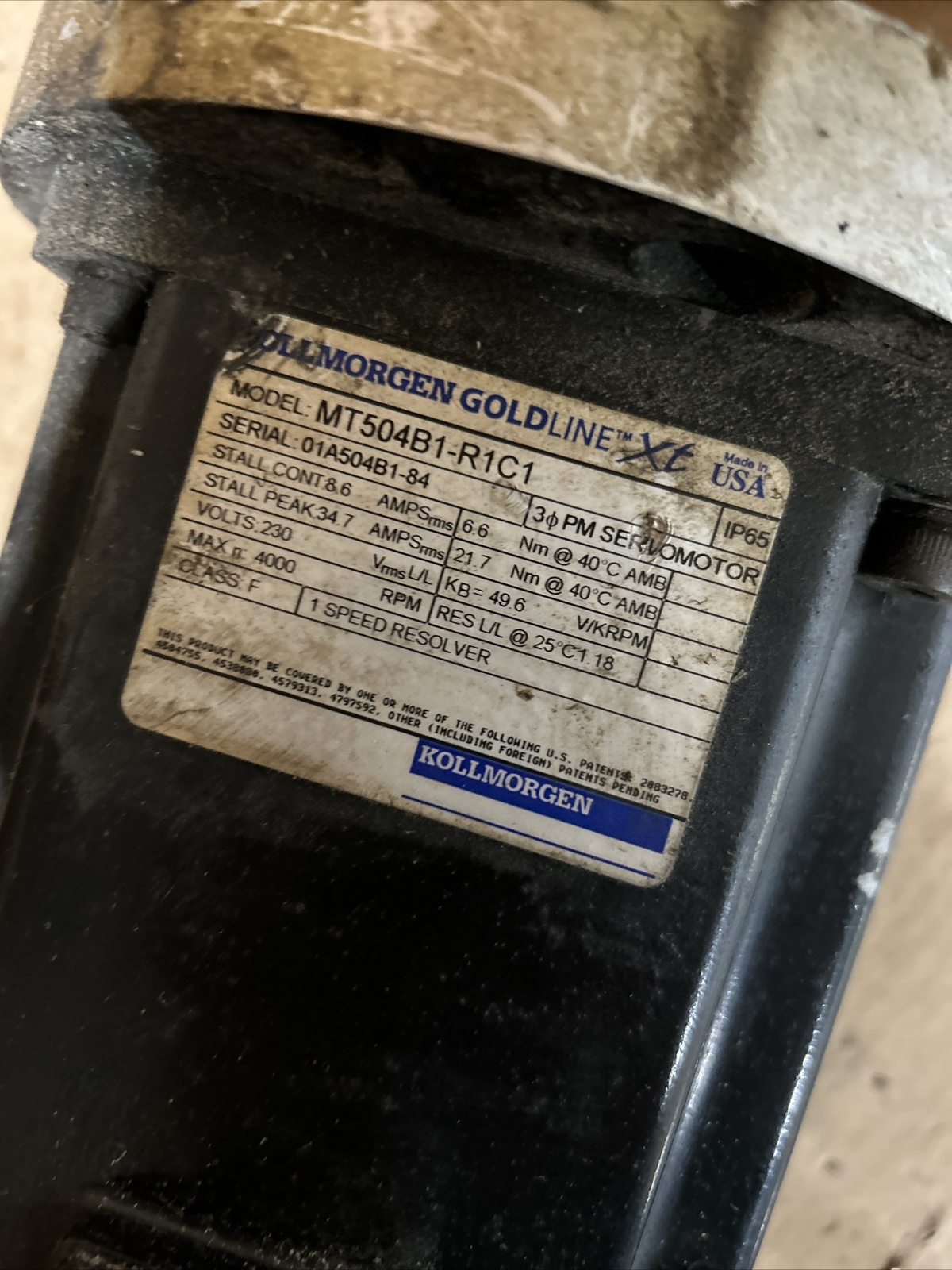 KOLLMORGEN GOLDLINE XT MT504B1-R1C1 SERVOMOTOR IP65, 230 V, 4000 RPM (WP2)