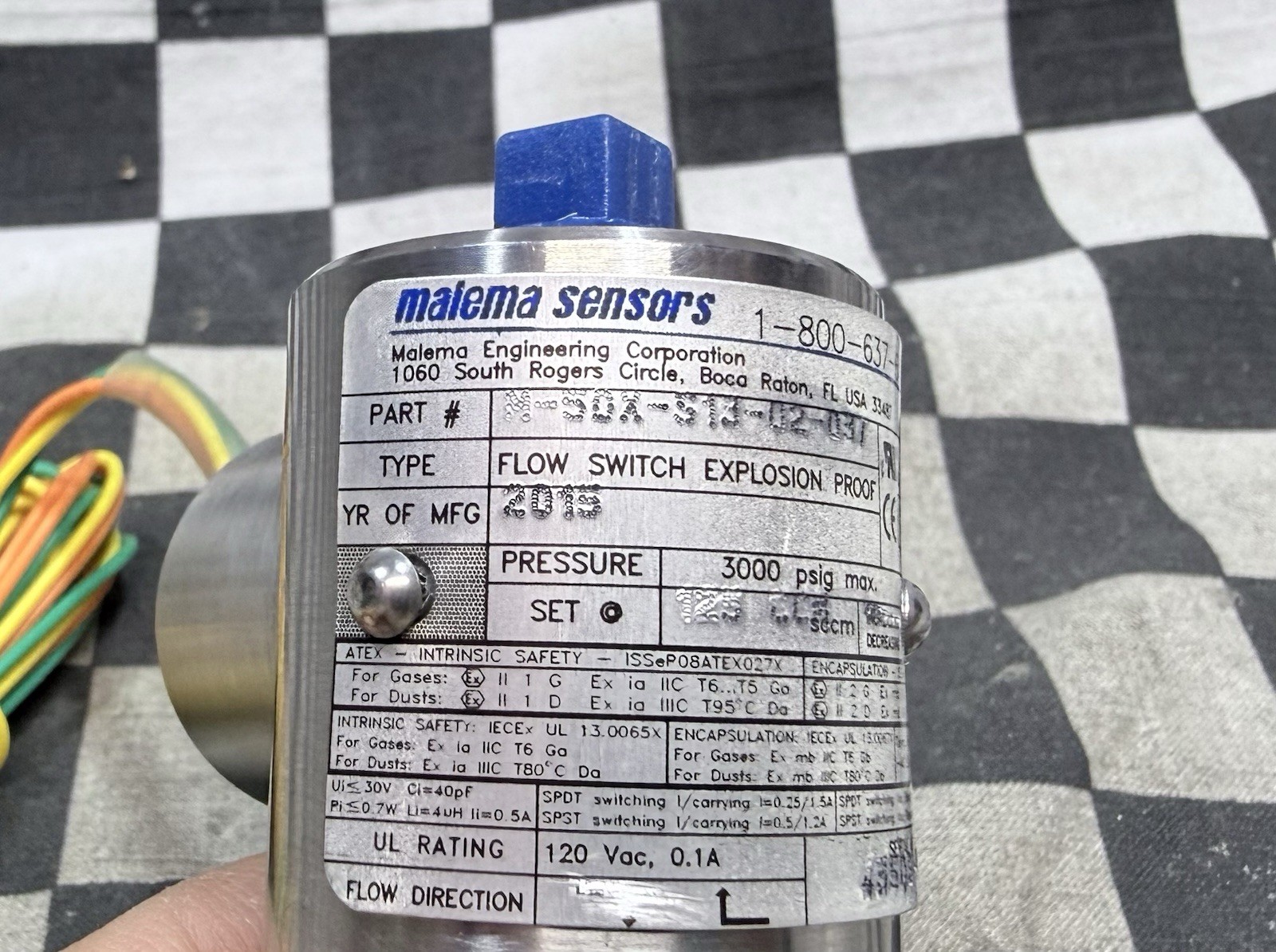 MALEMA SENSORS FLOW SWITCH ECPLOSION 125 SCCM 1/8″ FNPT, M-50X-S13-02-037#1611N7