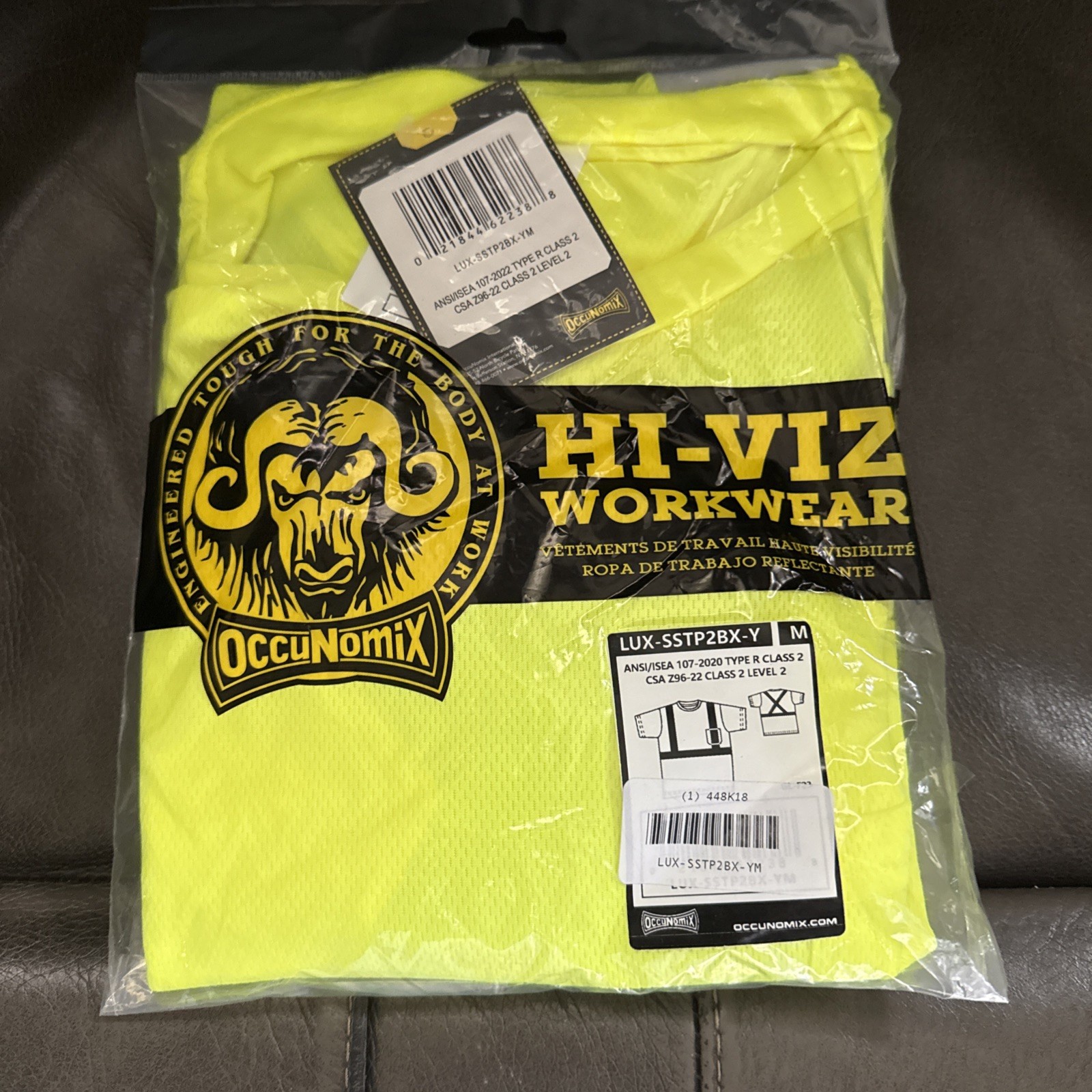 OCCUNOMIX LUX-SSTP2BX-YM Short Sleeve T-Shirt,M,ANSI Class 2 448K18- BRAND NEW