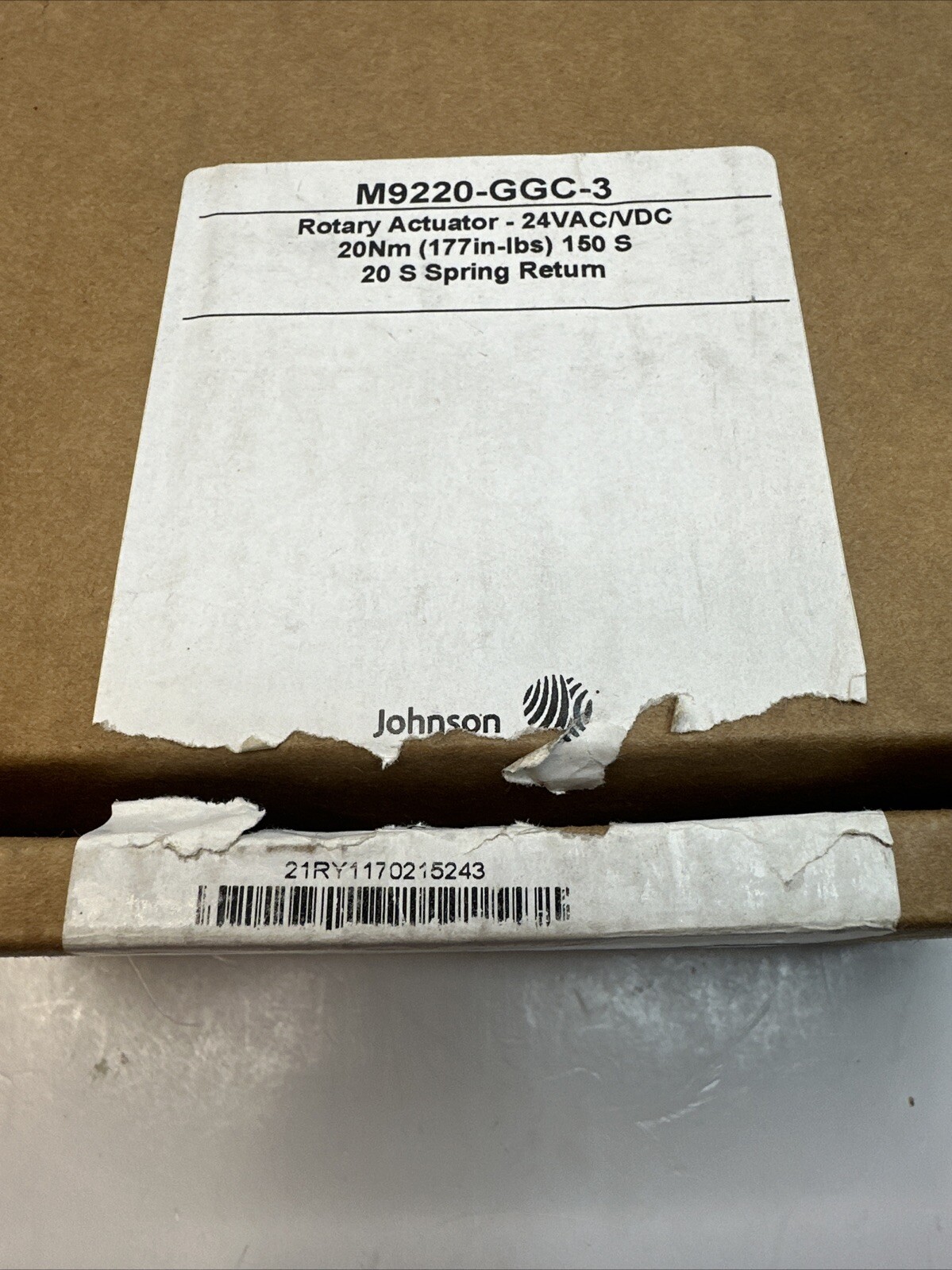 JOHNSON CONTROLS M9220-GGC-3 Actuator 24VAC/VDC 20Nm 177 in/lb Spring Return