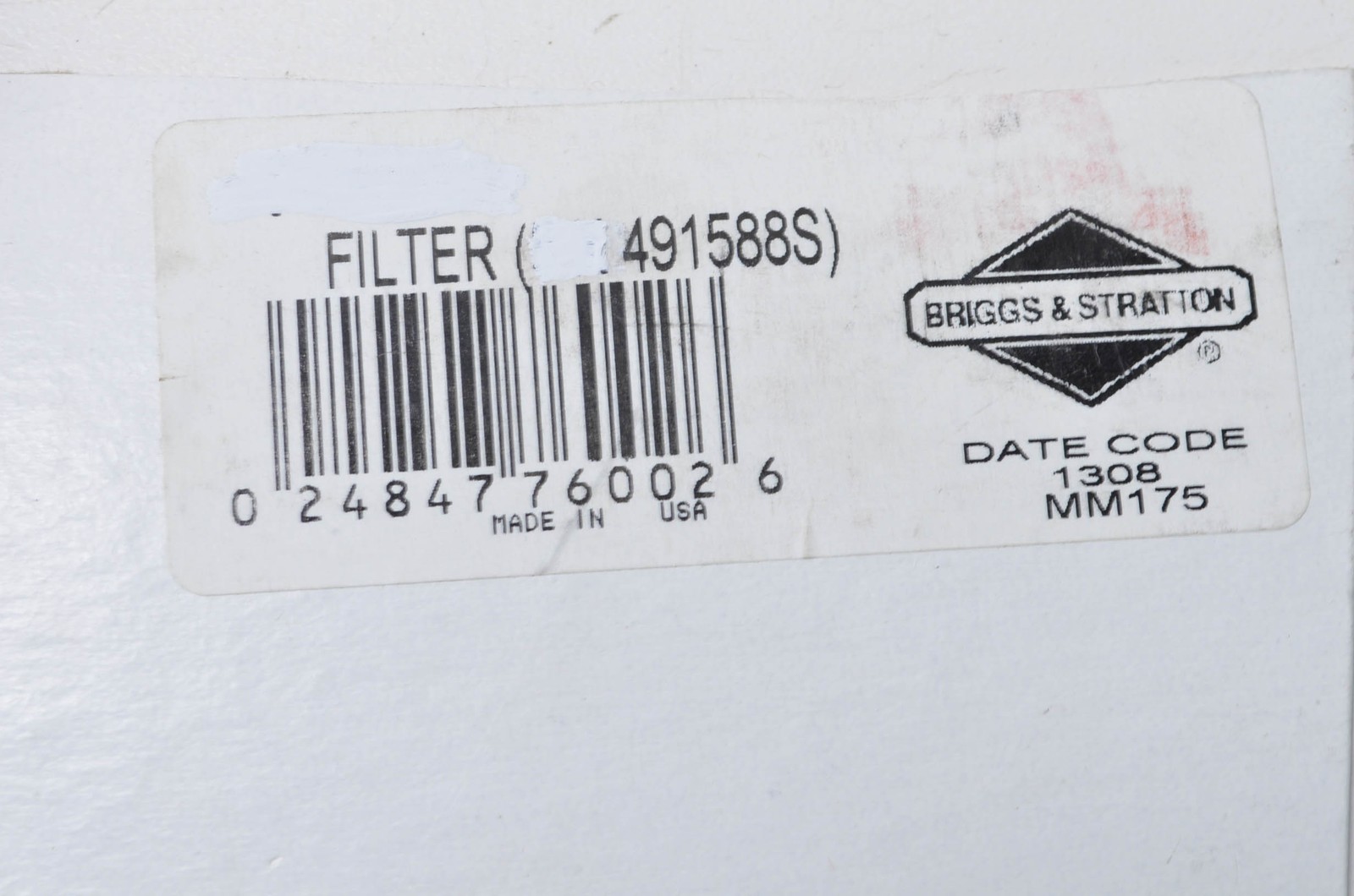 New OEM Briggs & Stratton 491588S Air Filter NOS