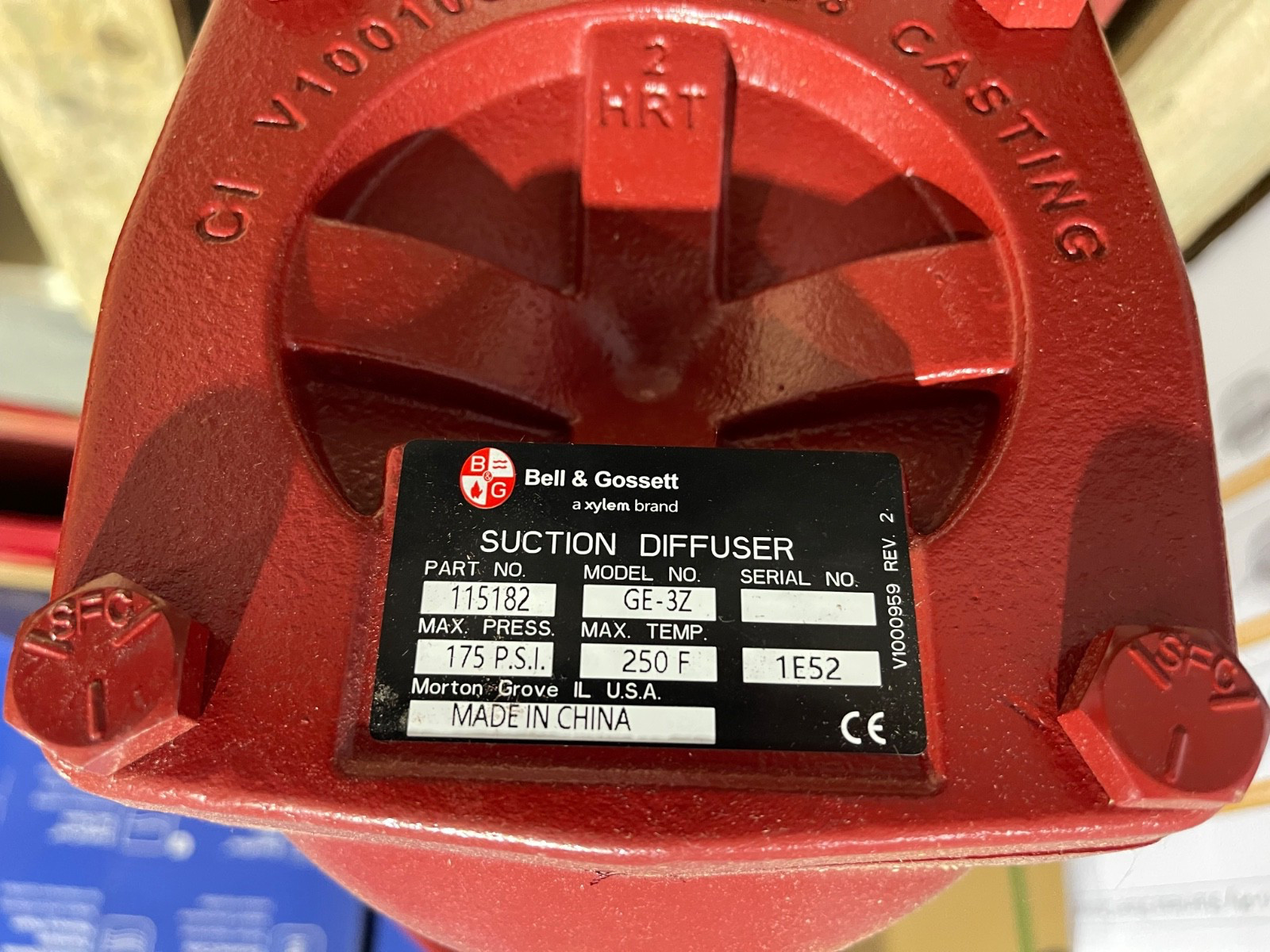 Xylem Bell & Gossett 115182/BG115182 GE-3Z SUCTION DIFFUSER PLUS 6″ x 4″