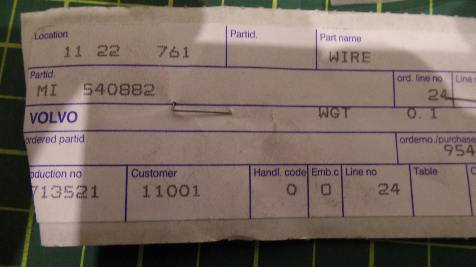 VOLVO MICHIGAN EQUIPMENT WIRE ASSEMBLY MI540882, 540882, MO 540 882, NIB, N.O.S
