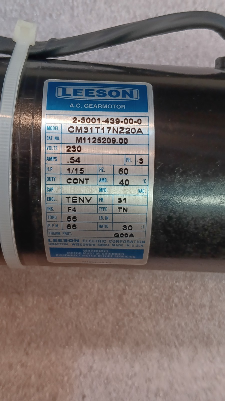 Leeson AC Gearmotor – CM31T17NZ20A – 2-5001-439-00-0