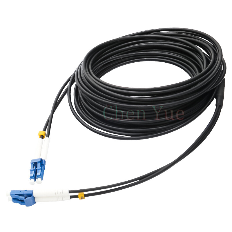 20M Black Armored Fiber Cable LC-LC UPC SM 9/125 Duplex Fiber Optic Patch Cord