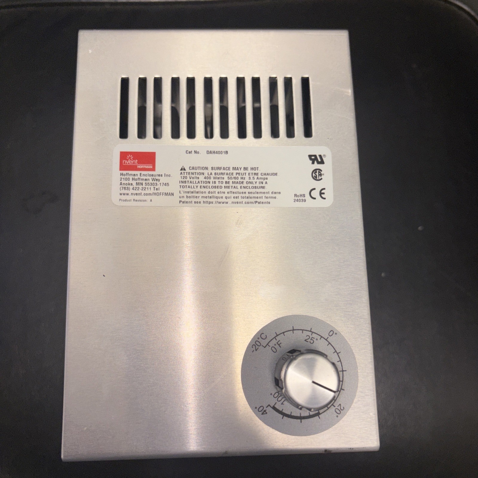 Hoffman DAH4001B Electric Heater 400W 115V 50/60Hz Aluminum