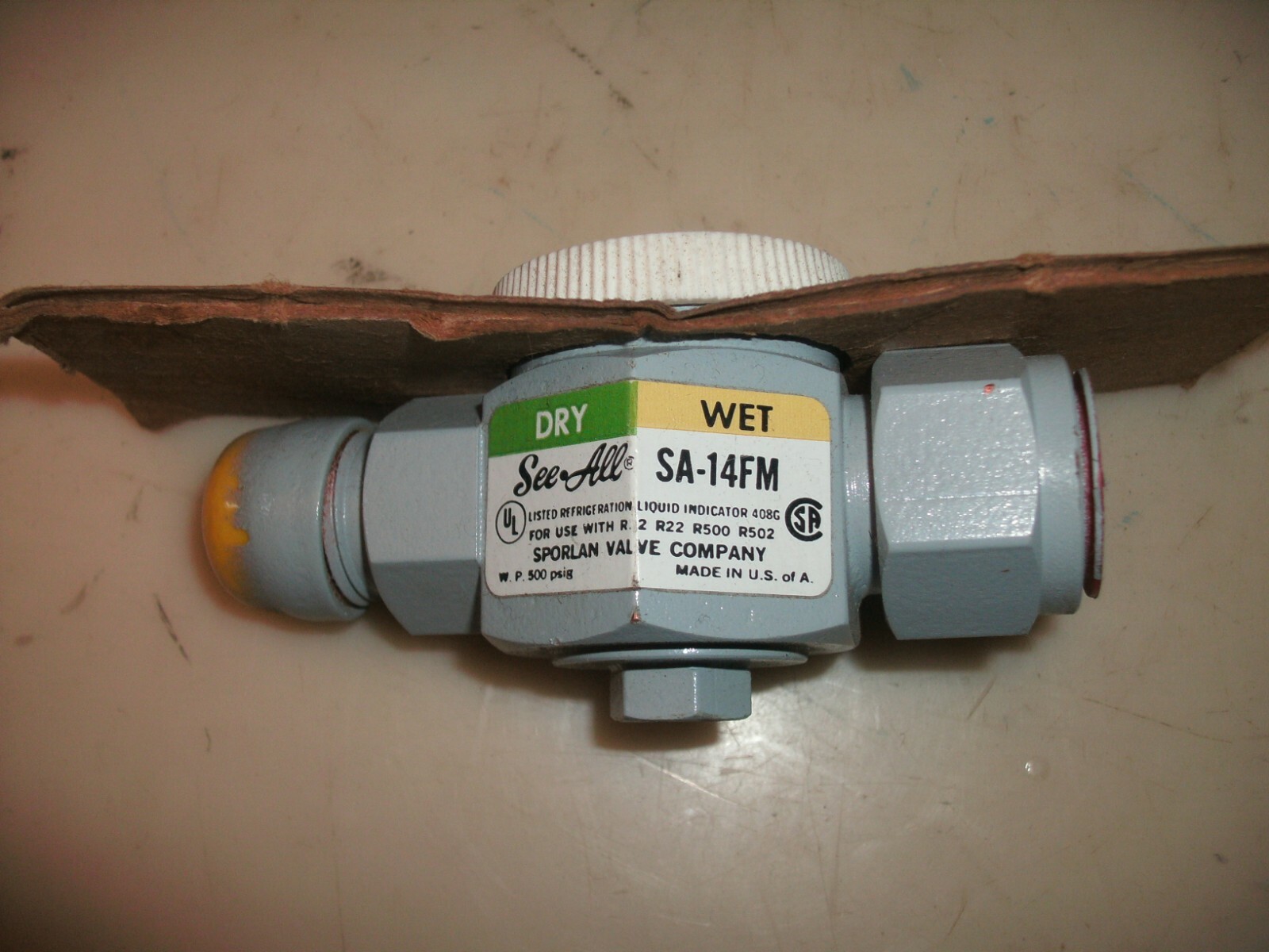 SPORLAN SA-14FM SEE ALL MOISTURE LIQUID INDICATOR 1/2″ FNPT x Male Flare SA14FM