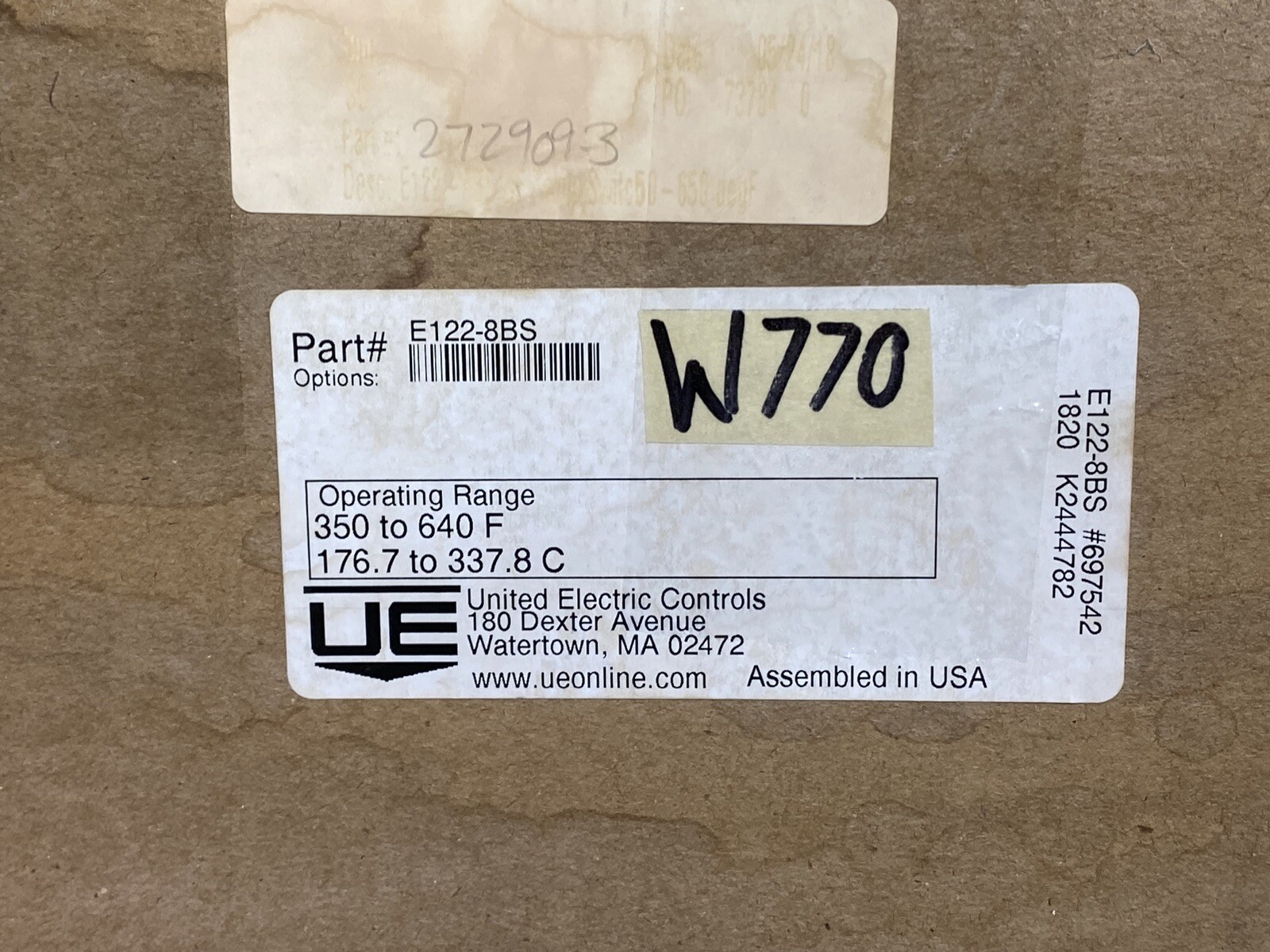 United Electric UE E122-8BS Explosion-Proof Adjustable Temperature Switch New