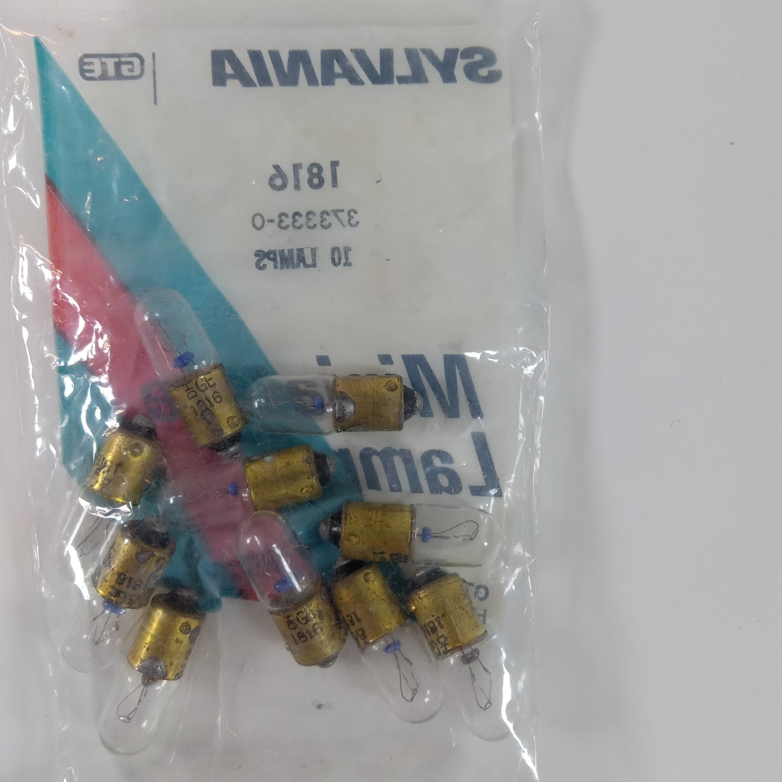 Sylvania 1816 GTE Miniature Lamp 373333-0, 10 Lamps 0.33 Amp 13 Volts BA9S Base