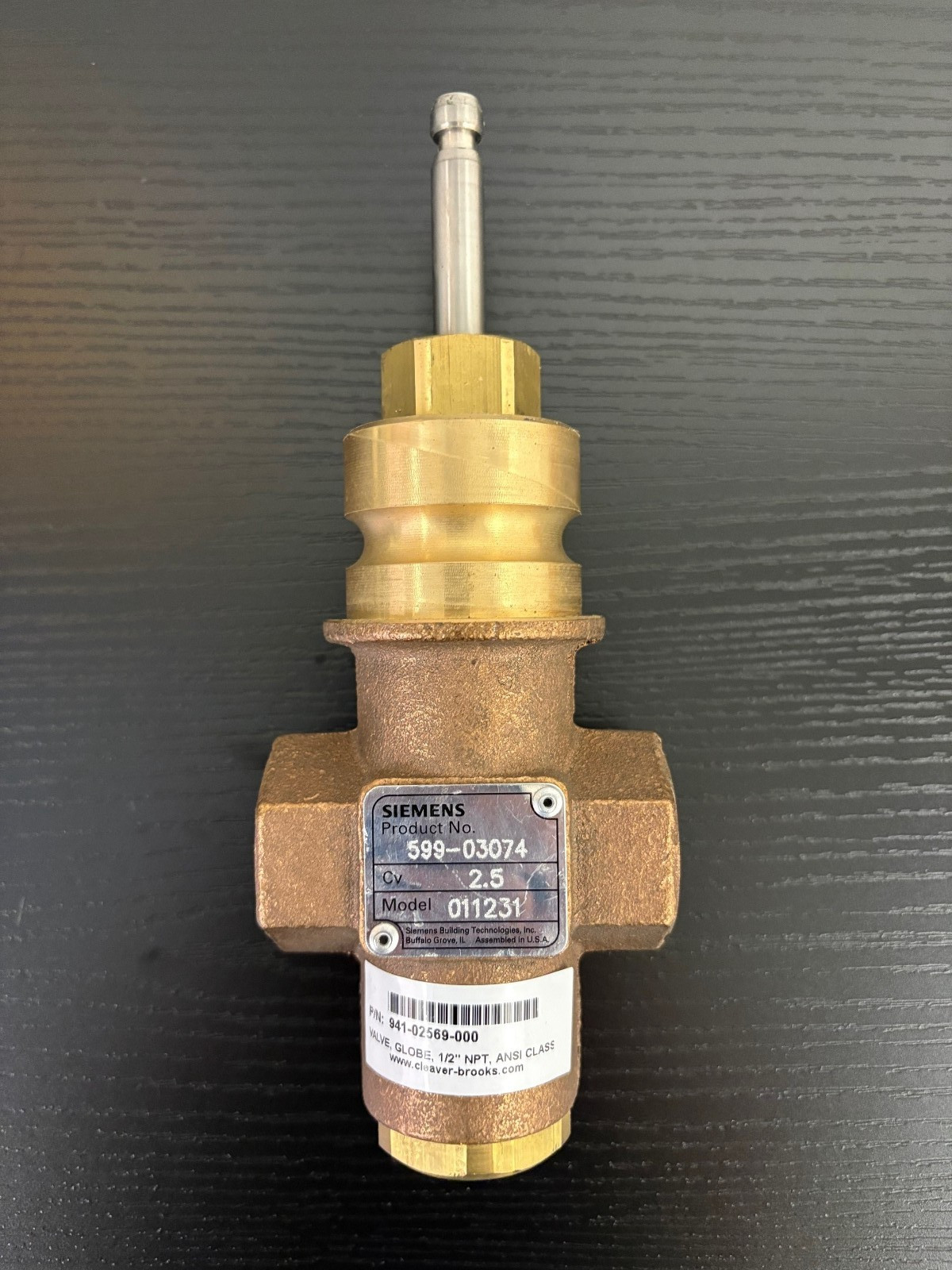Siemens Flowrite 599 Series Globe Valve 25 VC 1/2″ 599-03074