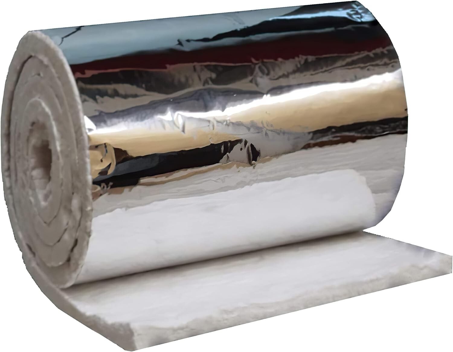 Aluminum Foil Faced Ceramic Fiber Blanket Insulation 8#, 2400F, 1″ x 24″ x 12.5′