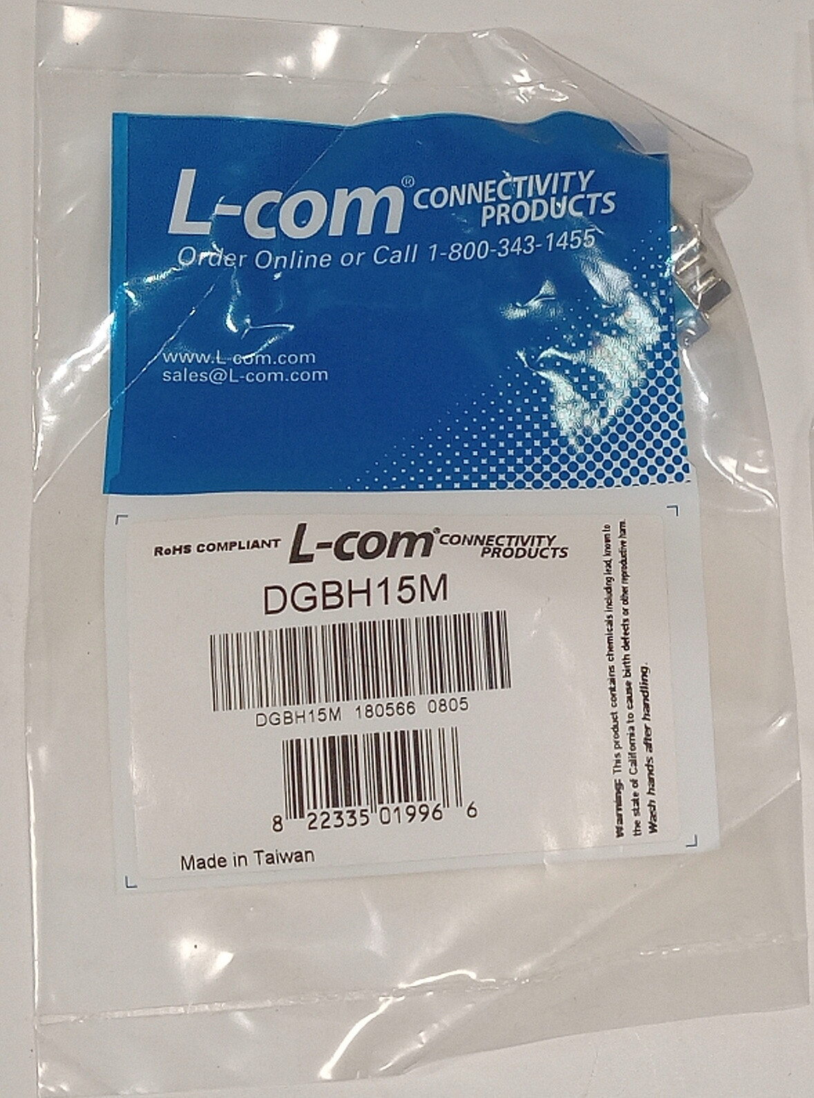 1 NEW L-COM DGBH15M HD15 MALE/MALE SLIMLINE GENDER CHANGER NNB ***MAKE OFFER***