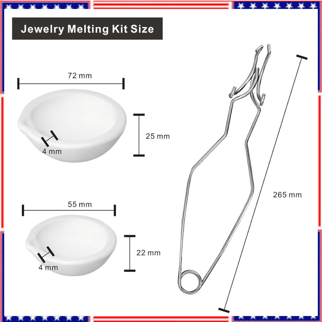 8 Crucibles For Melting Metal Kit Gold Silver Copper Ceramic Quartz With Handles