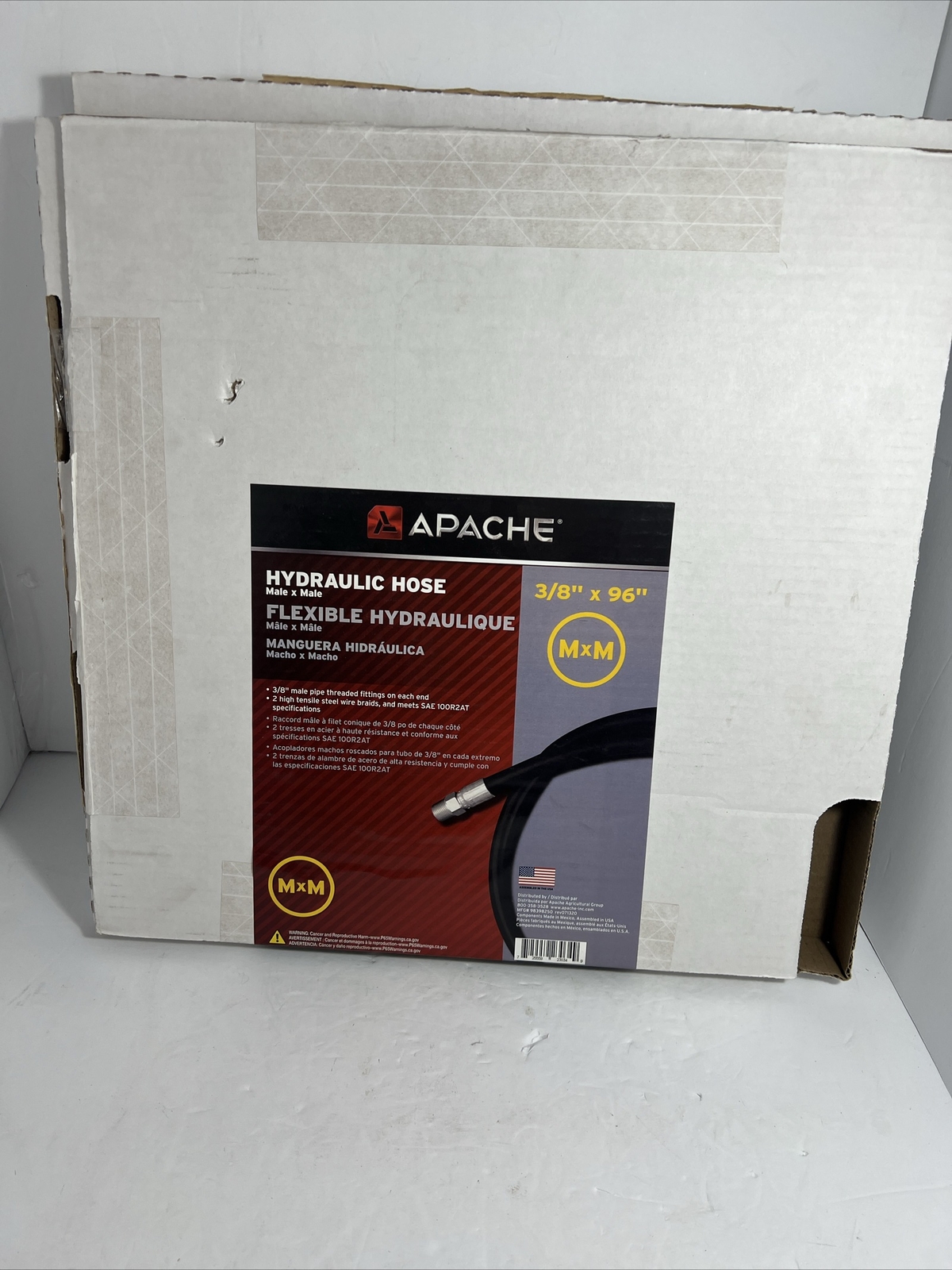 HYDRAULIC HOSE 3/8″X96″ (Pack of 1) Male X Male Black 100R2AT