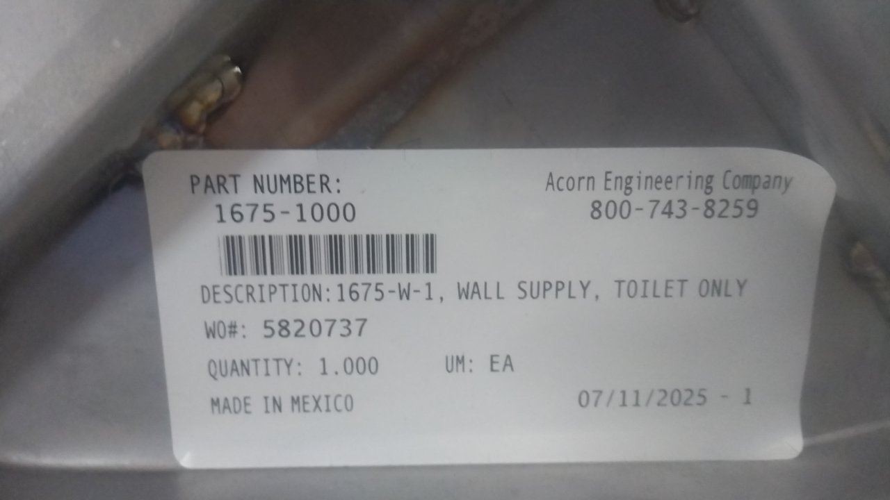 Acorn 1675-W-1 1.6 Gallons per Flush 12 In Rough-In Stainless Steel Toilet