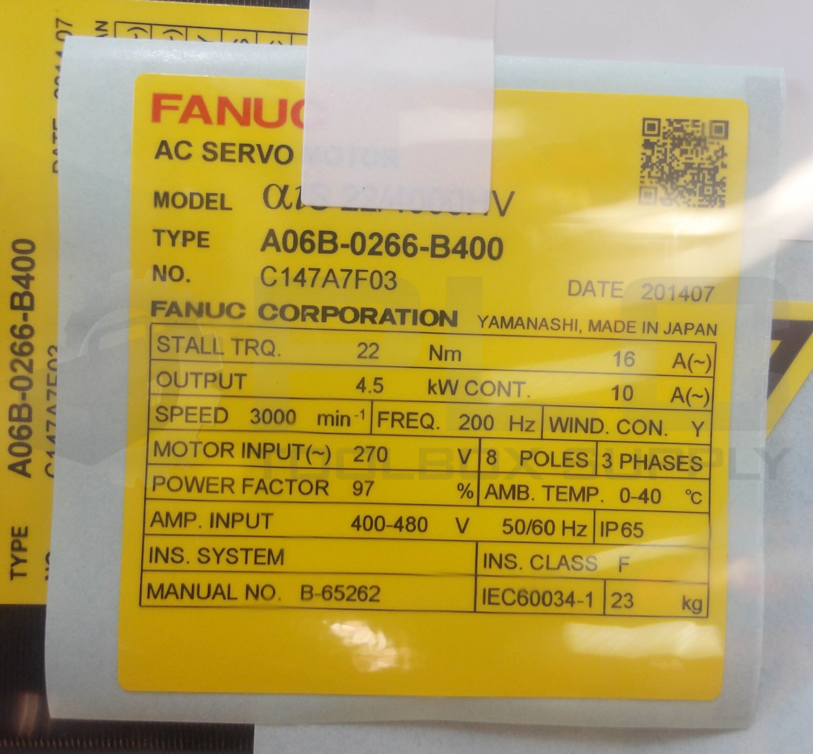 NEW FANUC A06B-0266-B400 AIS 22/4000HV SERVO MOTOR ALPHA IS BRAKE
