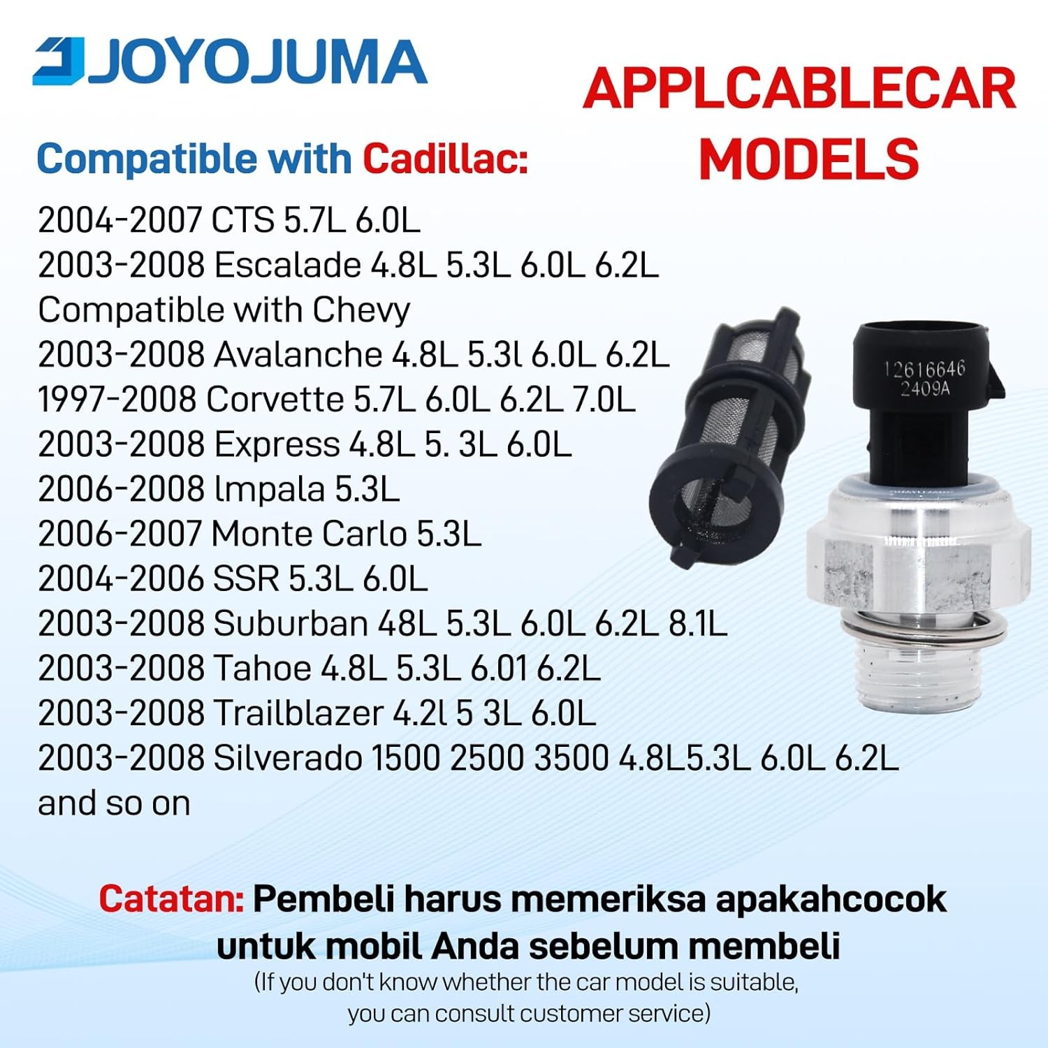 Oil Pressure Switch/Sensor/Sending Unit for 2003-2008 Chevrolet Chevy Silverado
