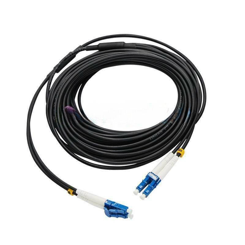 Black Armored Fiber Cable Duplex Fiber Optic Patch Cord 150M LC-LC UPC SM 9/125