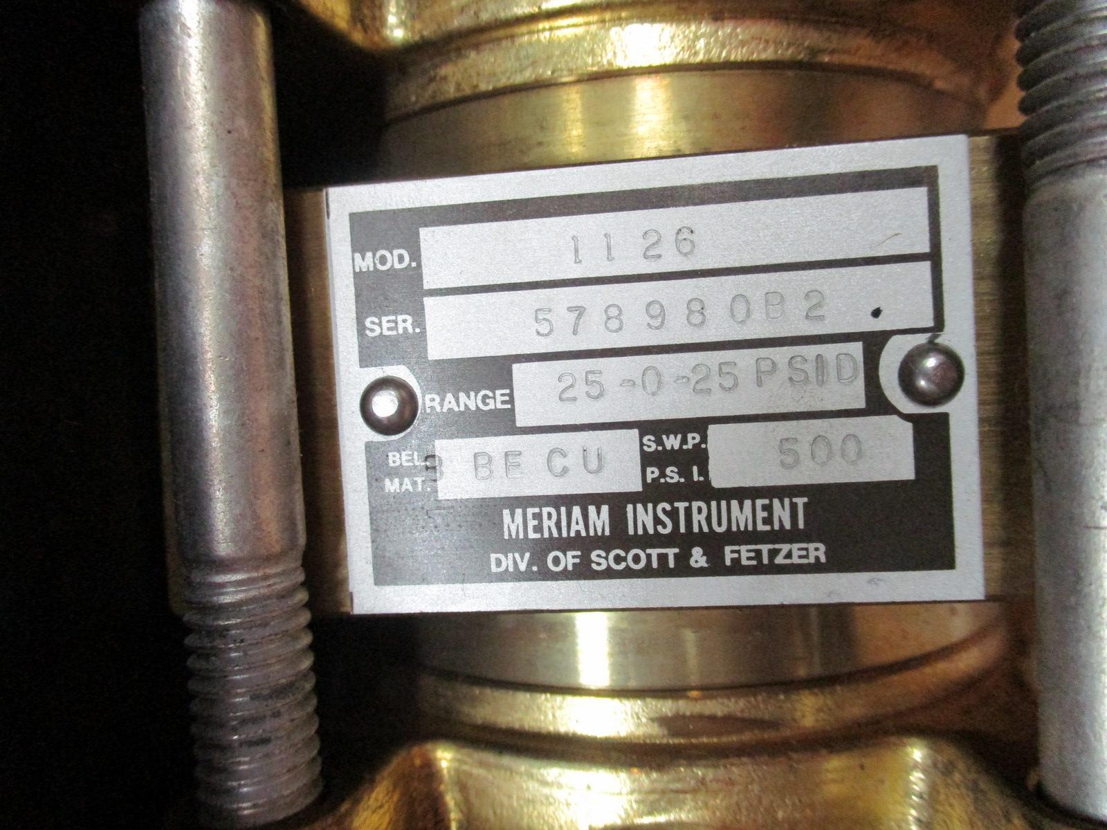 Meriam Instrument 1126 25-0-25 PSID Differential Pressure Gauge