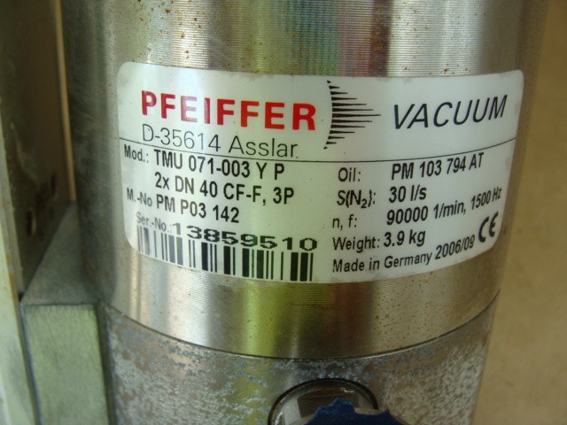 PFEIFFER TURBO PUMP D-35614 ASSLAR TMU 071-003 VACUUM PUMP D-35614 ASSLAR TC100