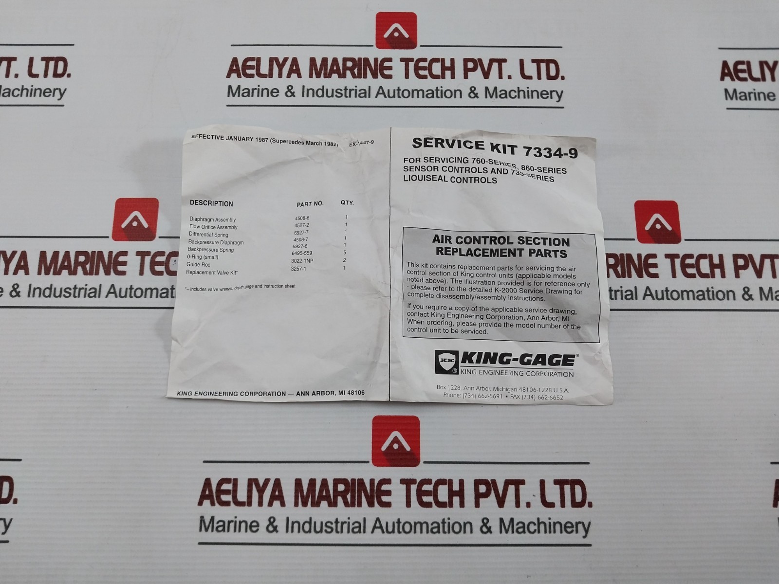 KING ENGINEERING 7334-9-1 Control Service Kit