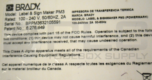 BRADY LABEL & SIGN MAKER PM3 100-240V 50/60HZ