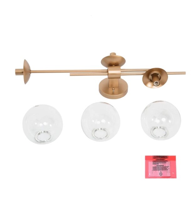 LNC Gold Linear Light 3-Light Modern Sconce with Clear Glass Globes