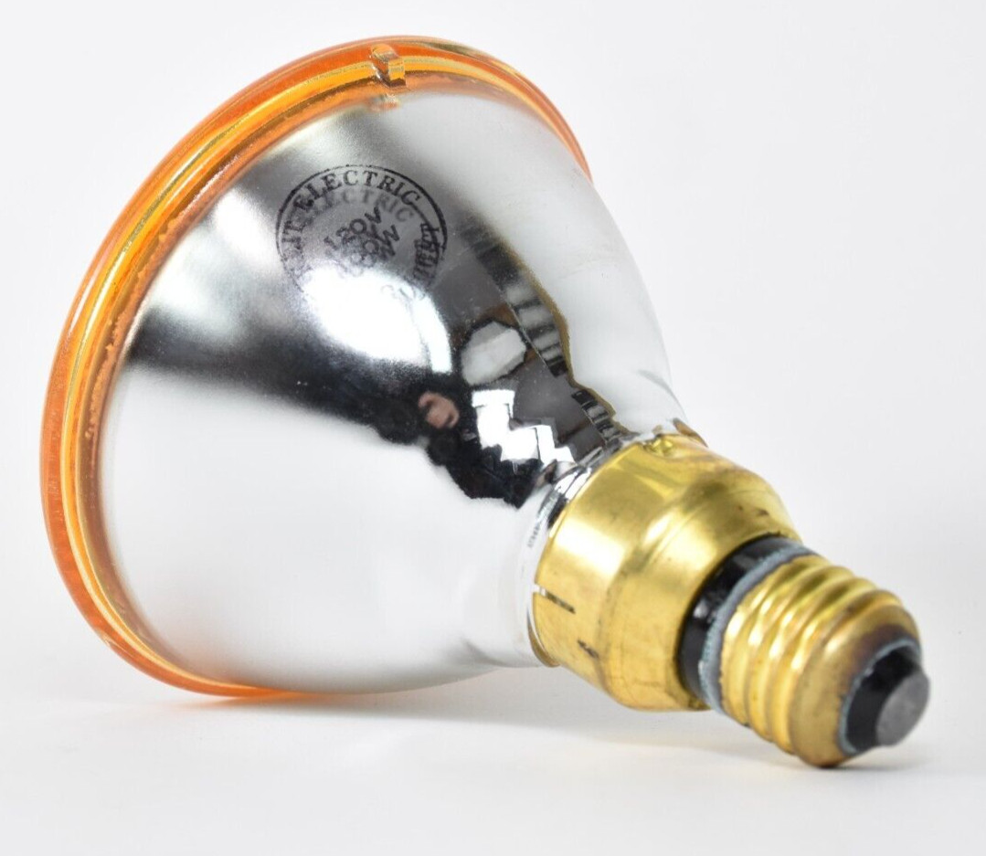 Feit Electric 100 Watt 120v Amber Flood Light Weatherproof NOS Lot of 2 Z20