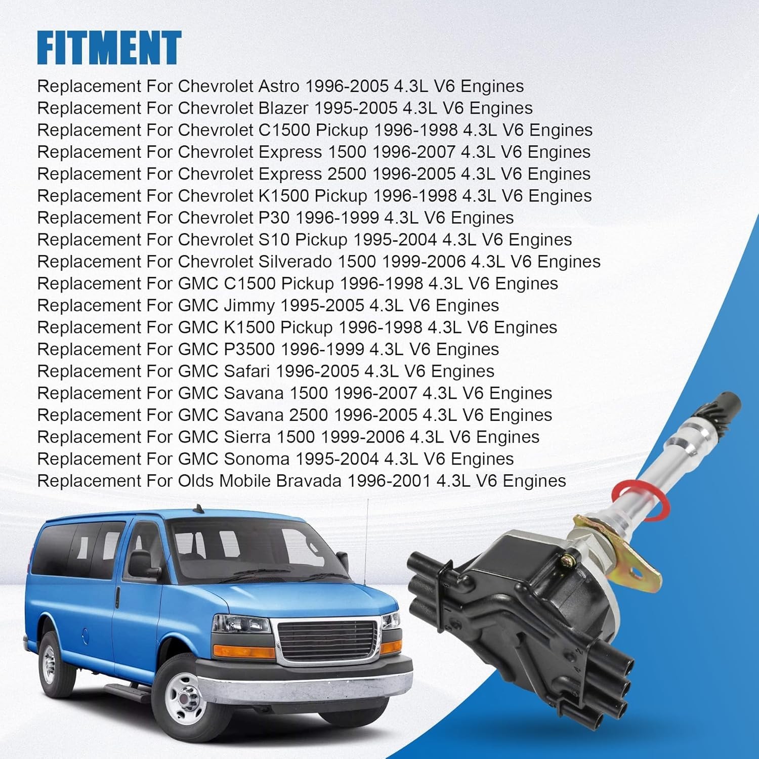 Hei Ignition Distributor with Cap & Rotor Replacement For Chevy Astro Blazer Exp